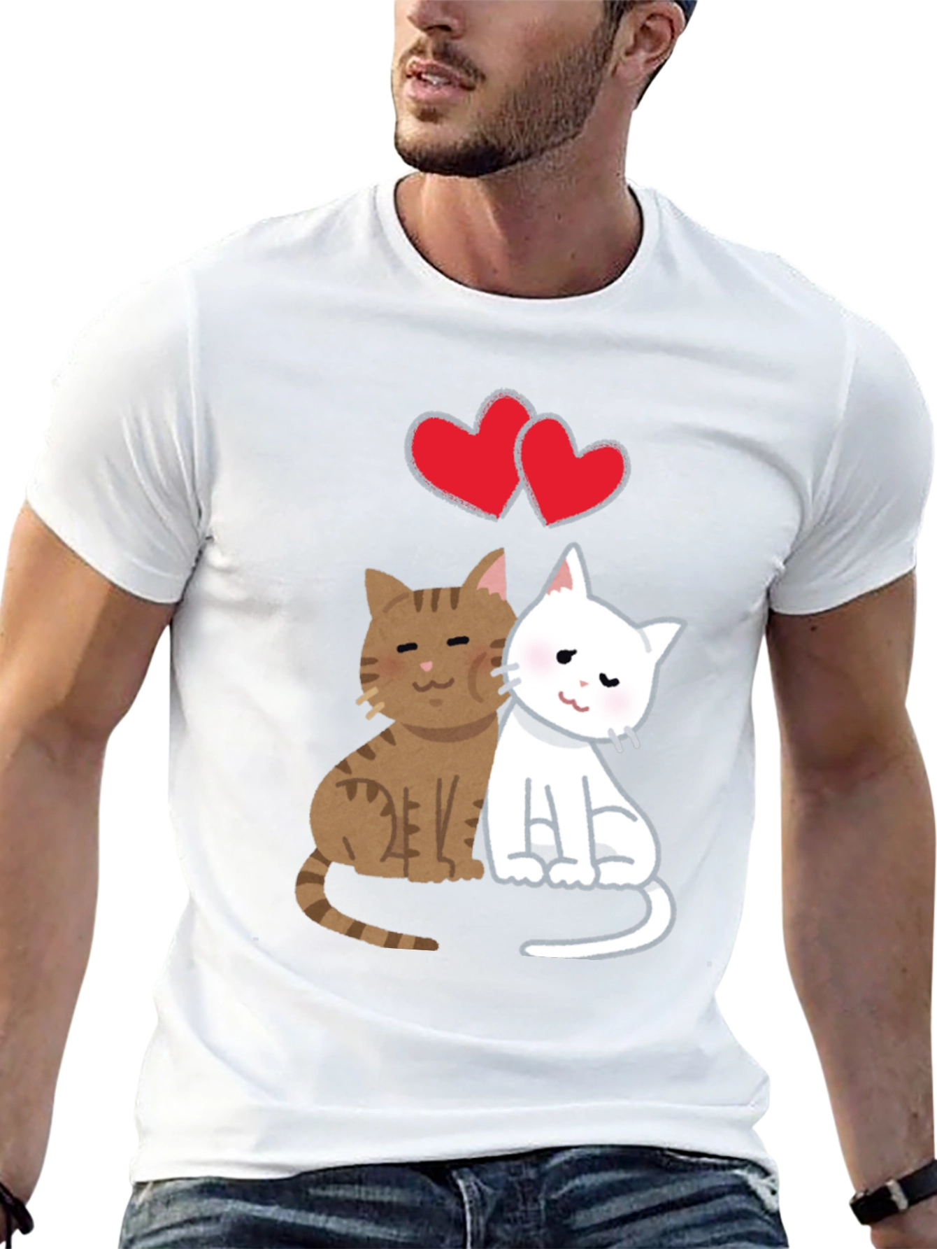 Black Cute Cats in Love T-Shirt view 13