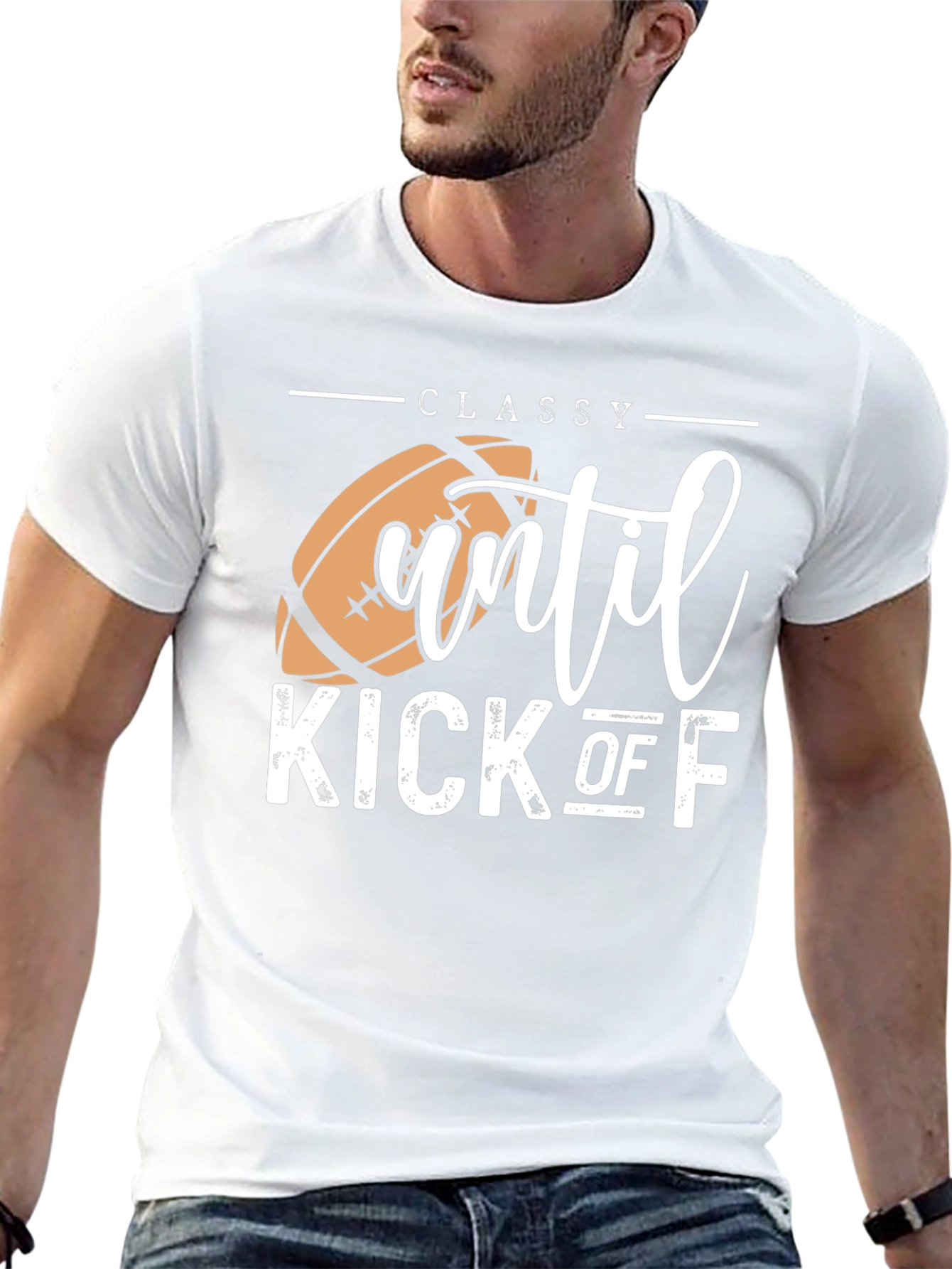 Black Classy Until Kick Off Football Graphic T-Shirt view 13