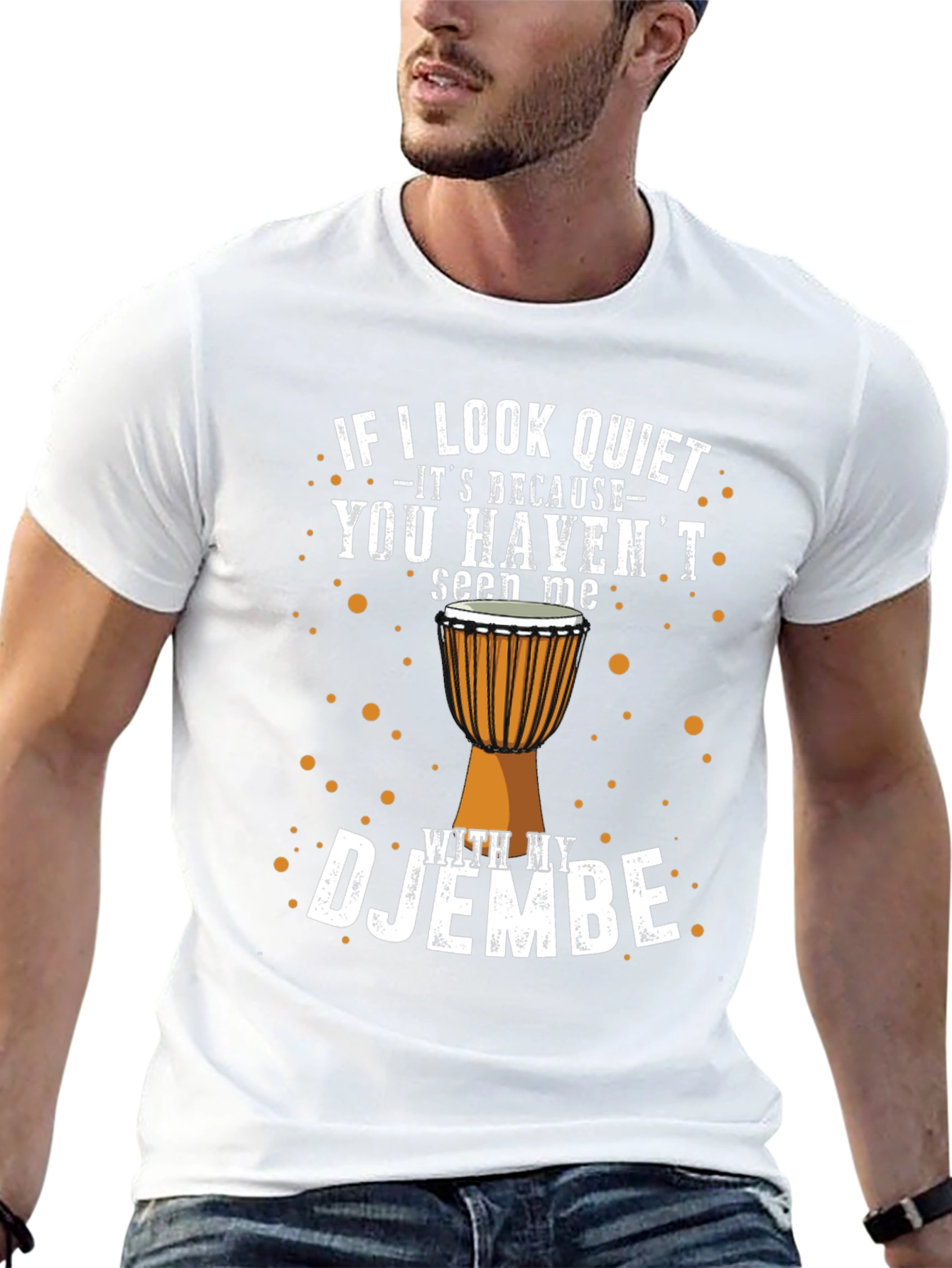 Black Djembe Drummer T-Shirt - If I Look Quiet view 13