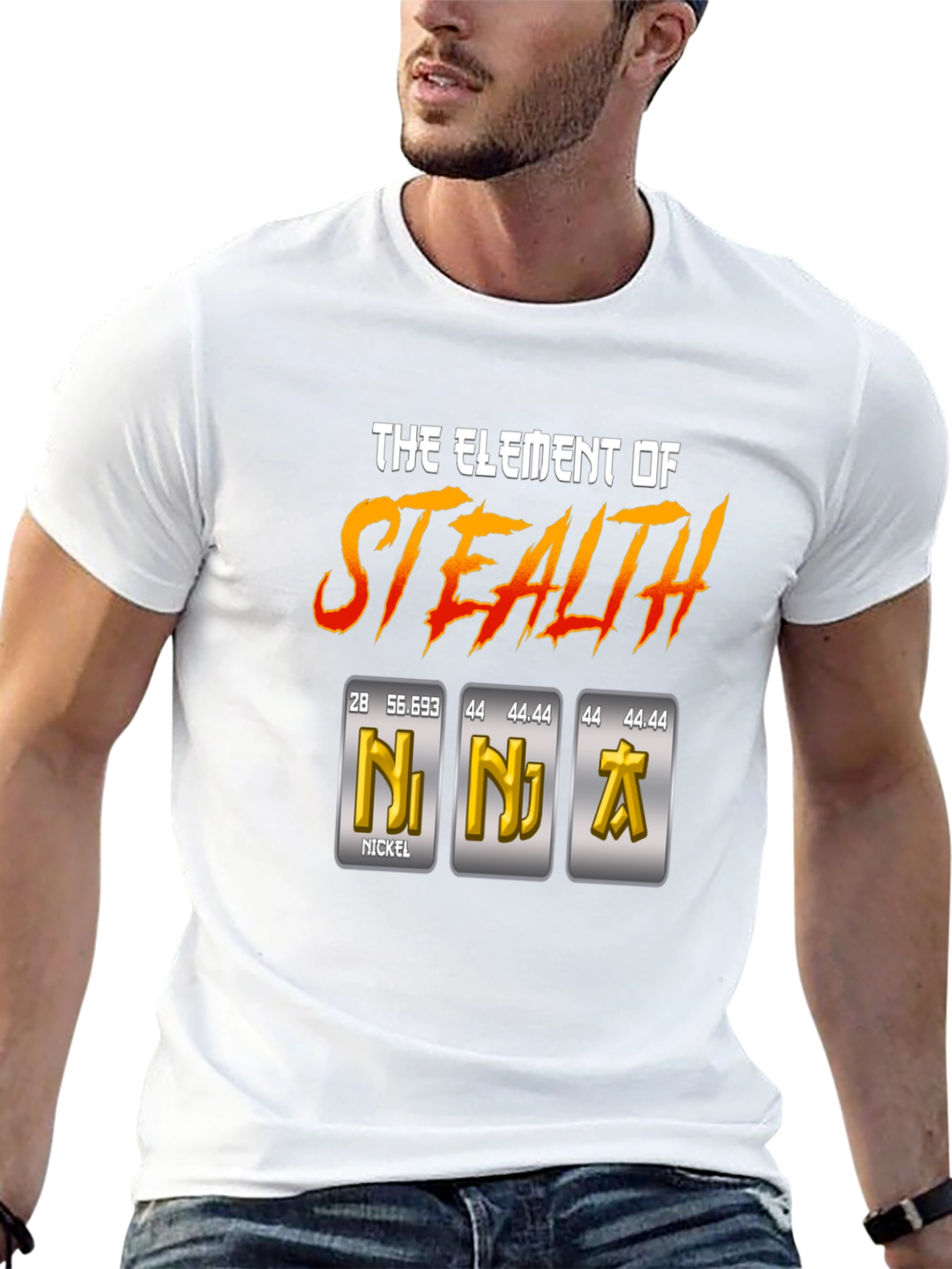 Black Element of Stealth T-Shirt - Ninja Periodic Table Pun view 13