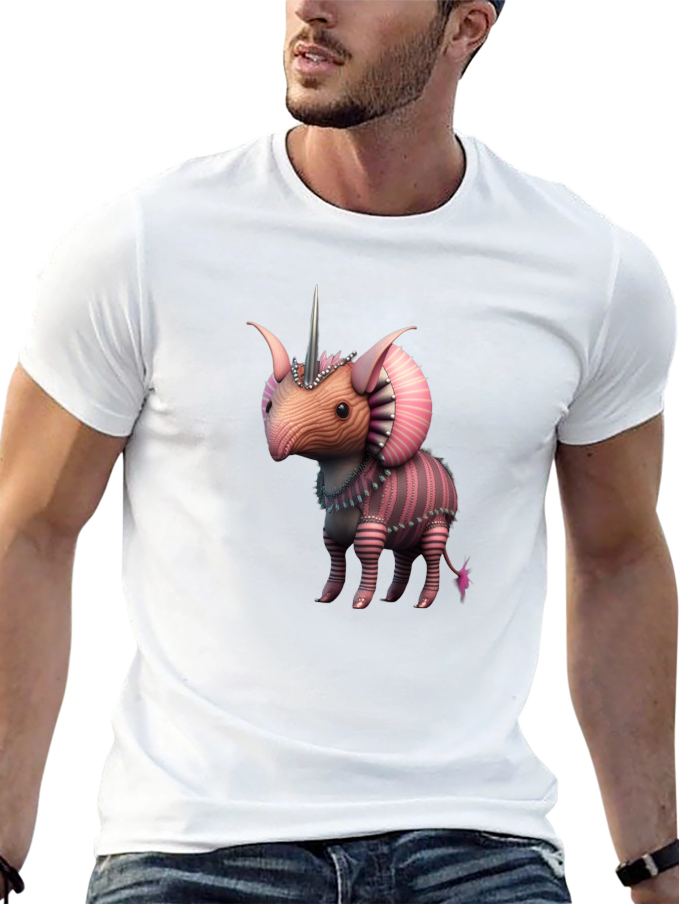 Black Unicorn Triceratops Creature T-Shirt view 13