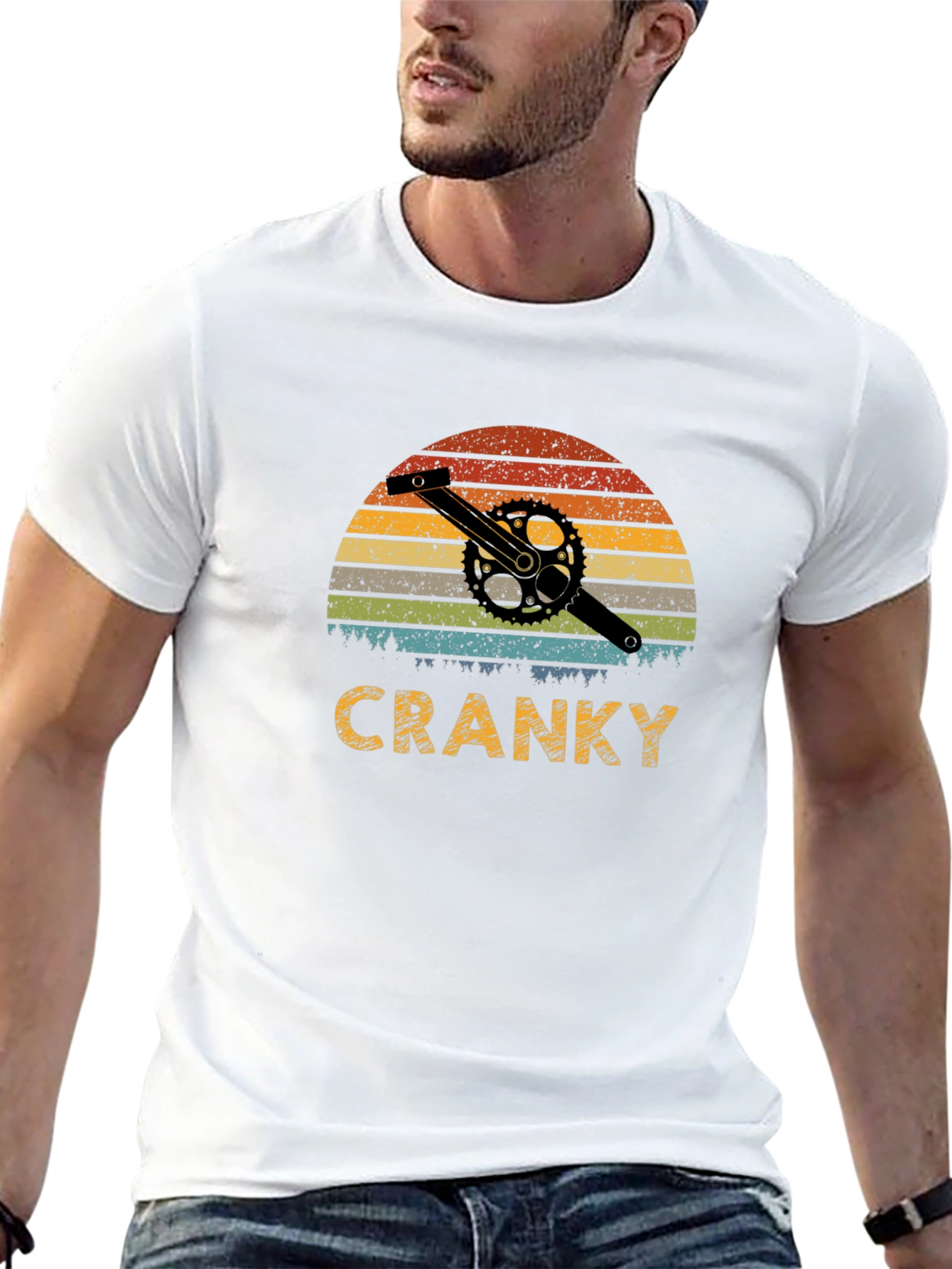 Black Cranky Retro Bike T-Shirt view 13