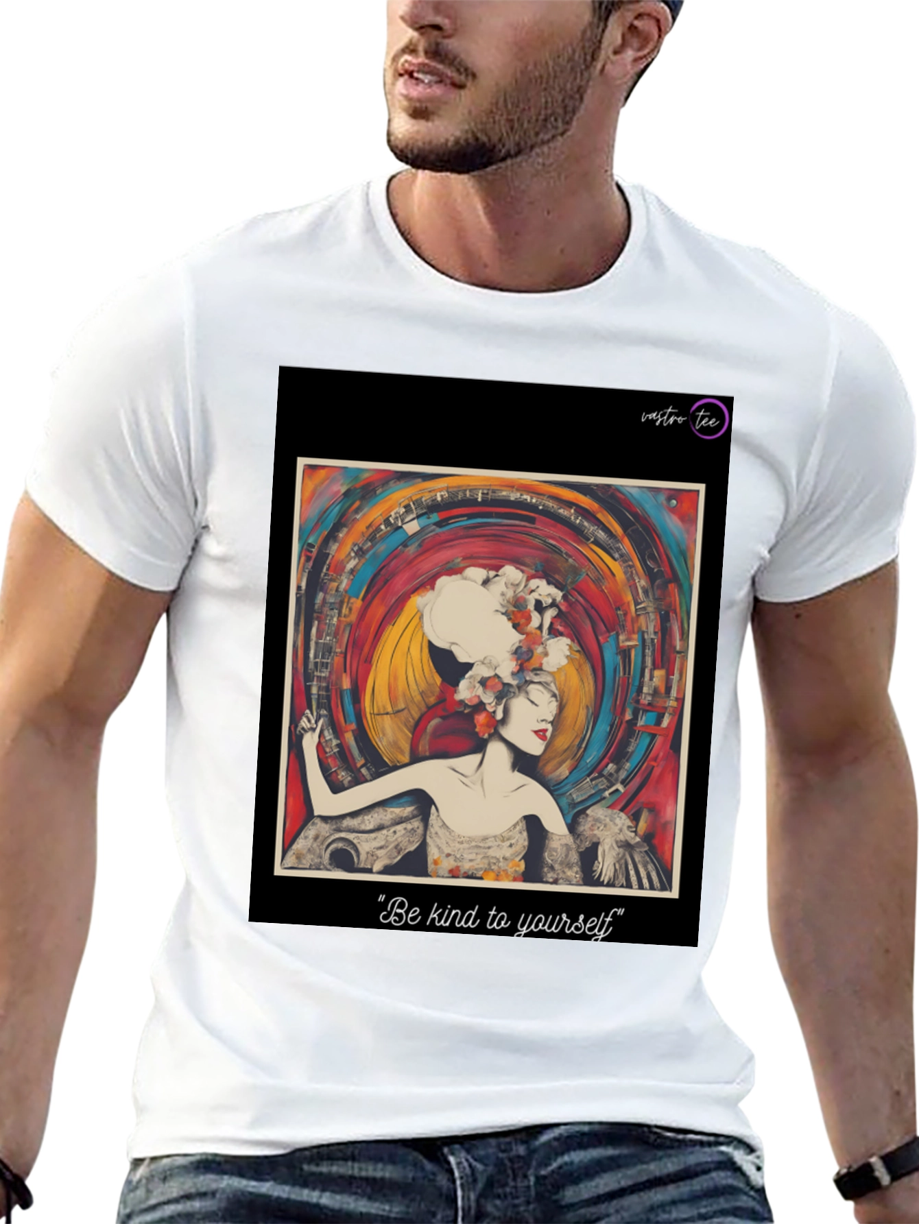 Black Artistic Woman Graphic Print Black T-Shirt view 13