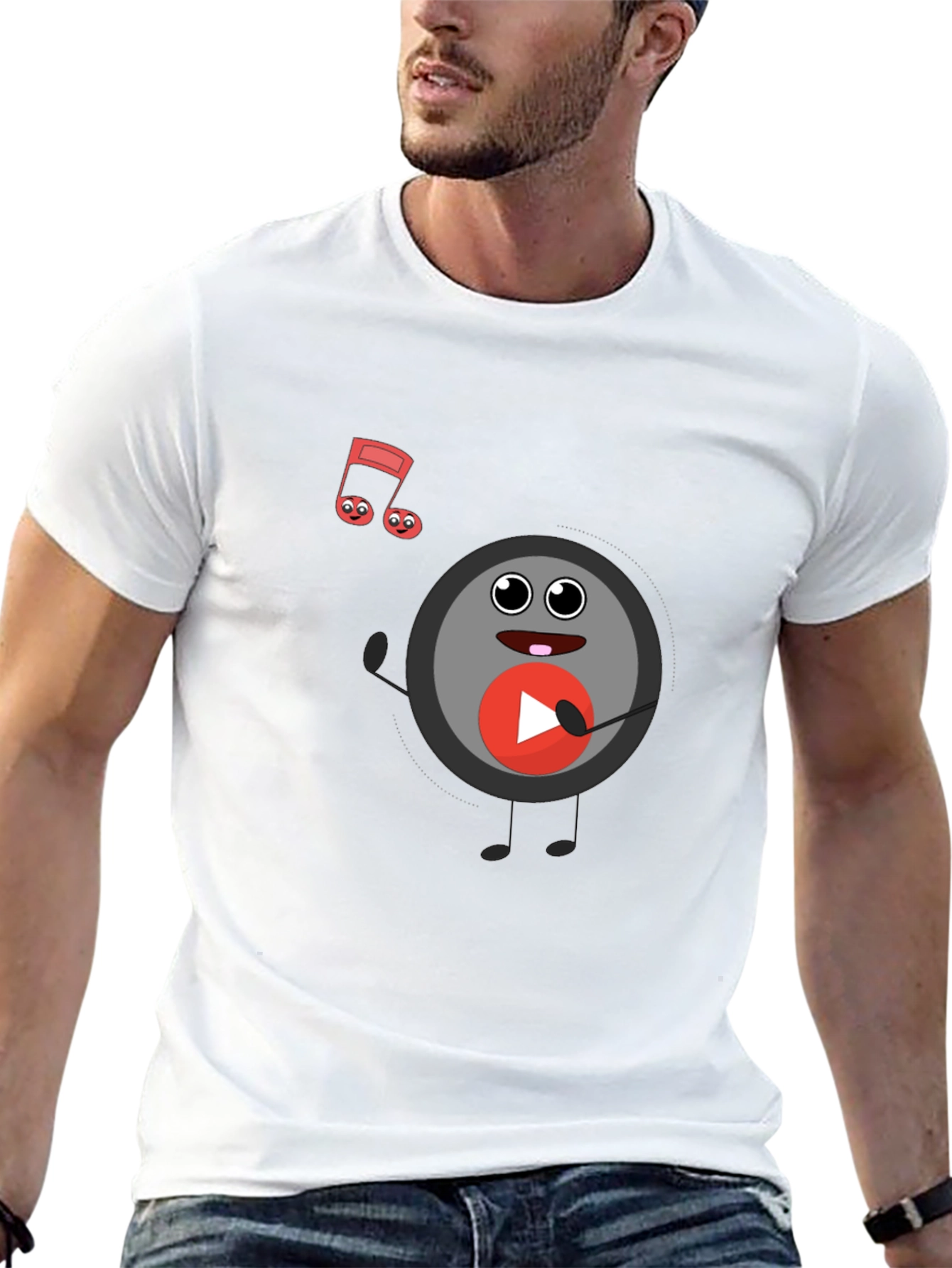 Black Musical Record Cartoon Black T-Shirt view 13