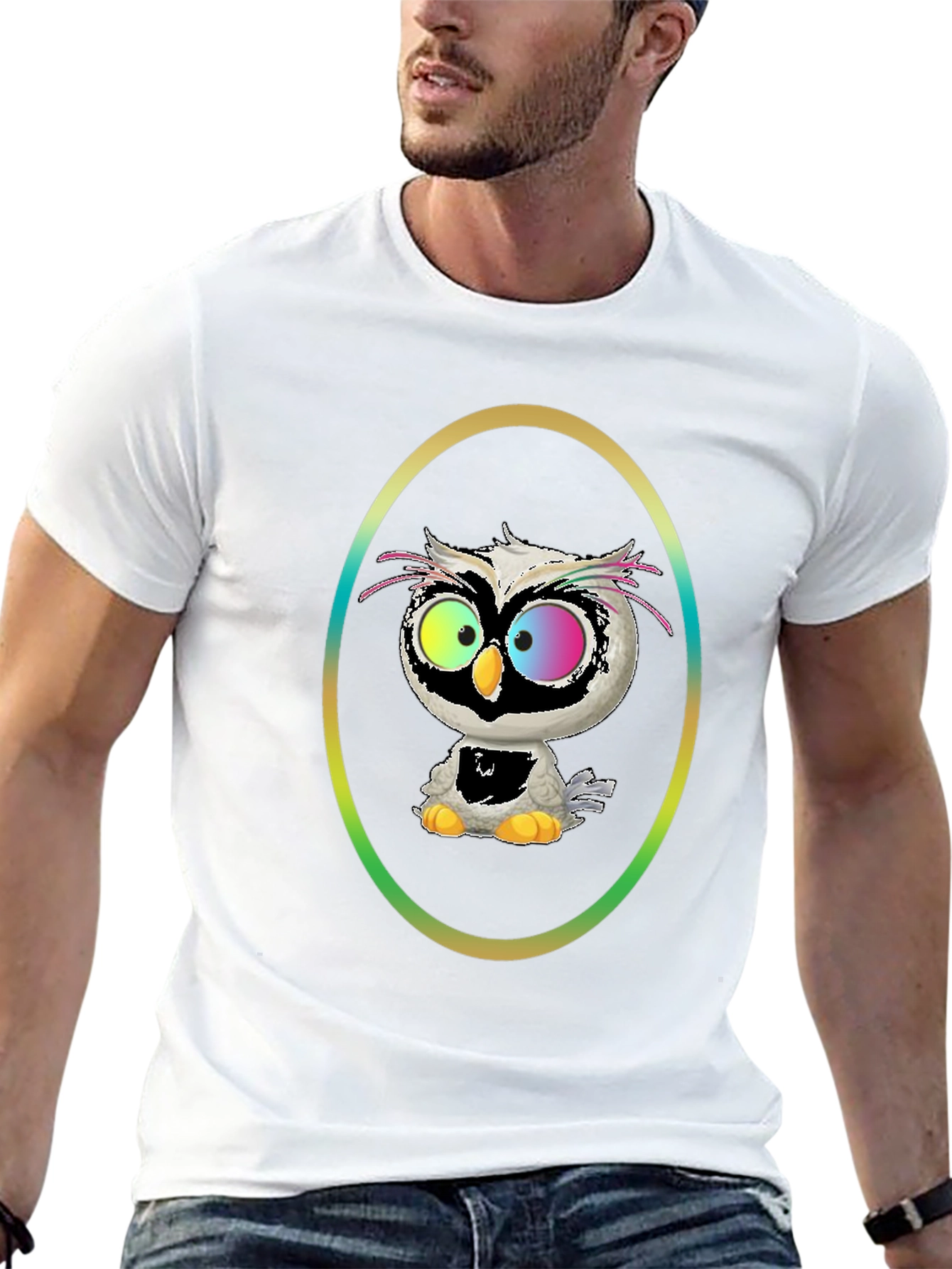 Black Owl Graphic Tee - Quirky Cartoon Bird view 13