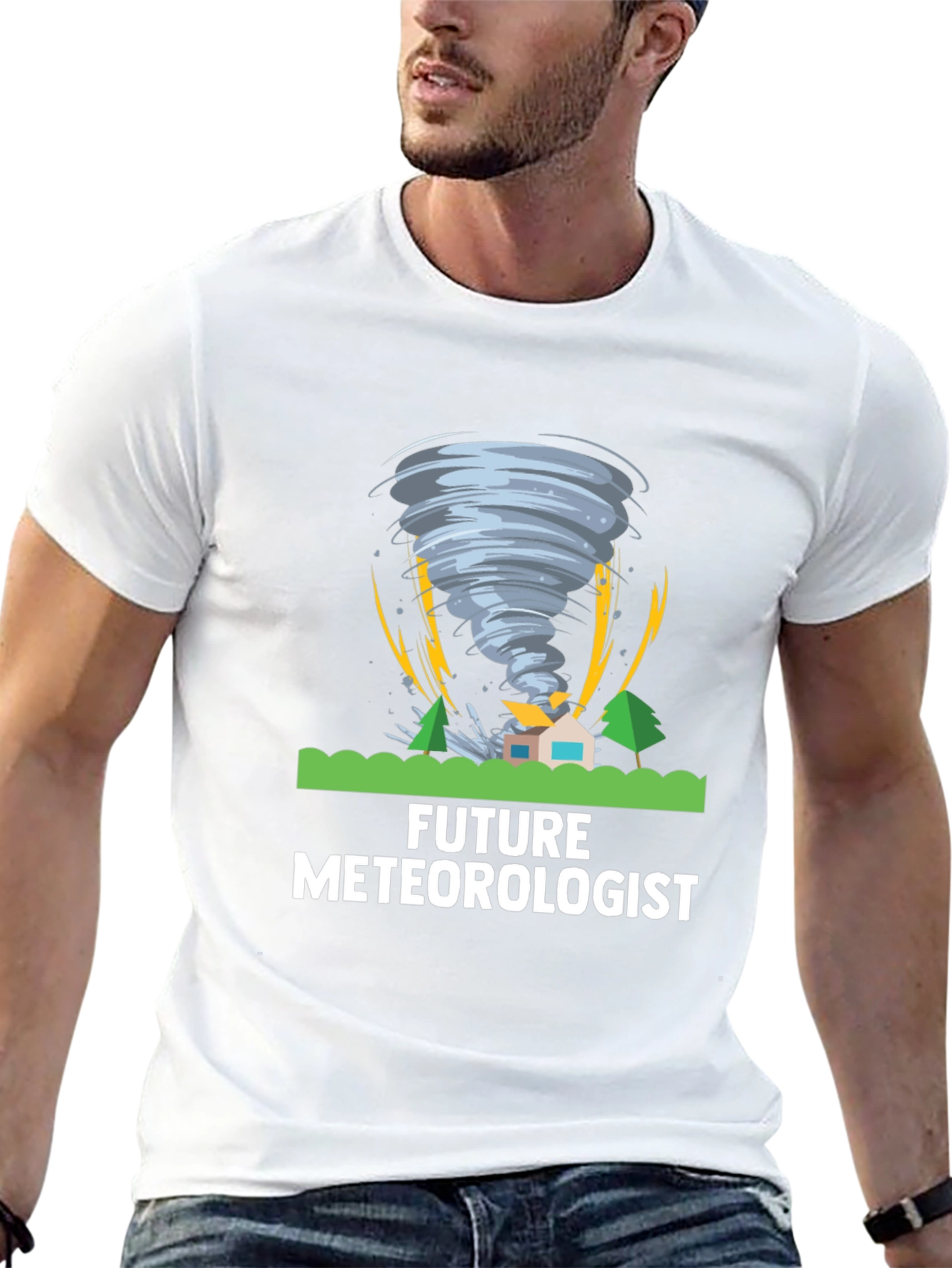 Black Future Meteorologist Tornado Graphic T-Shirt view 13