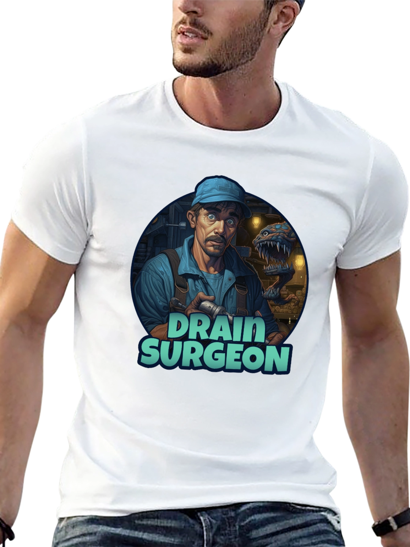 Black Drain Surgeon Graphic Tee - Unique Novelty T-Shirt view 13