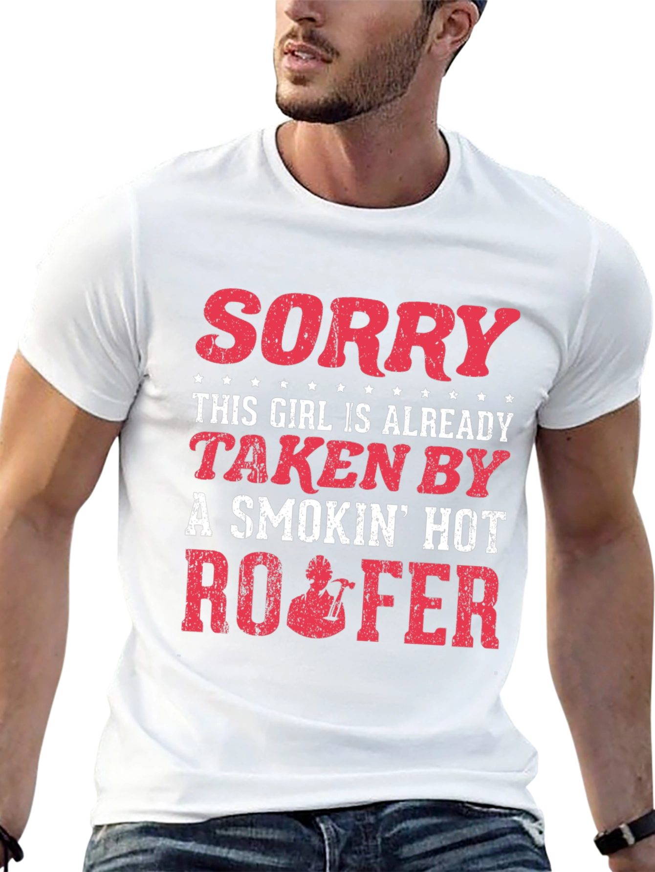 Black Funny Roofer T-Shirt - Taken by a Smokin' Hot Roofer view 13