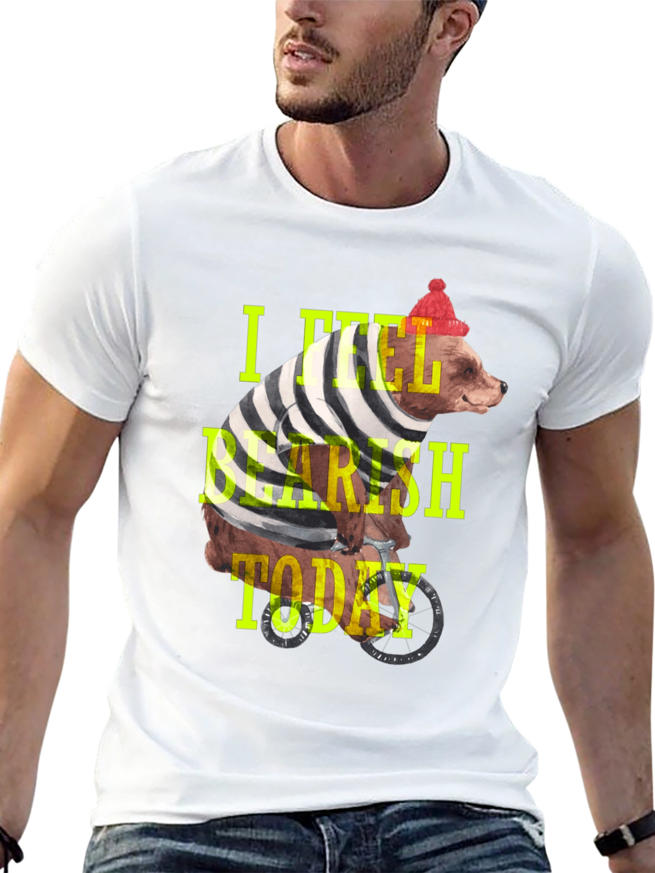 Black Bearish Today Graphic Tee - Black Cotton T-Shirt view 13