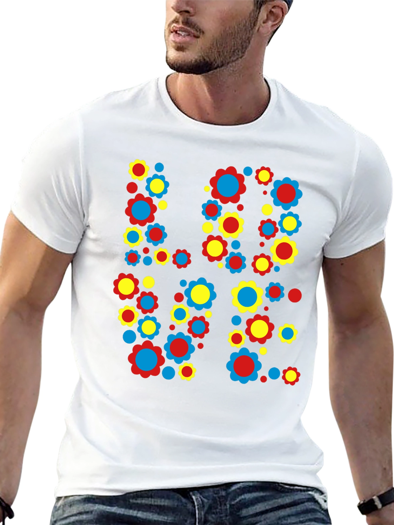 Black Floral LOVE Graphic Print Crew Neck T-Shirt view 13