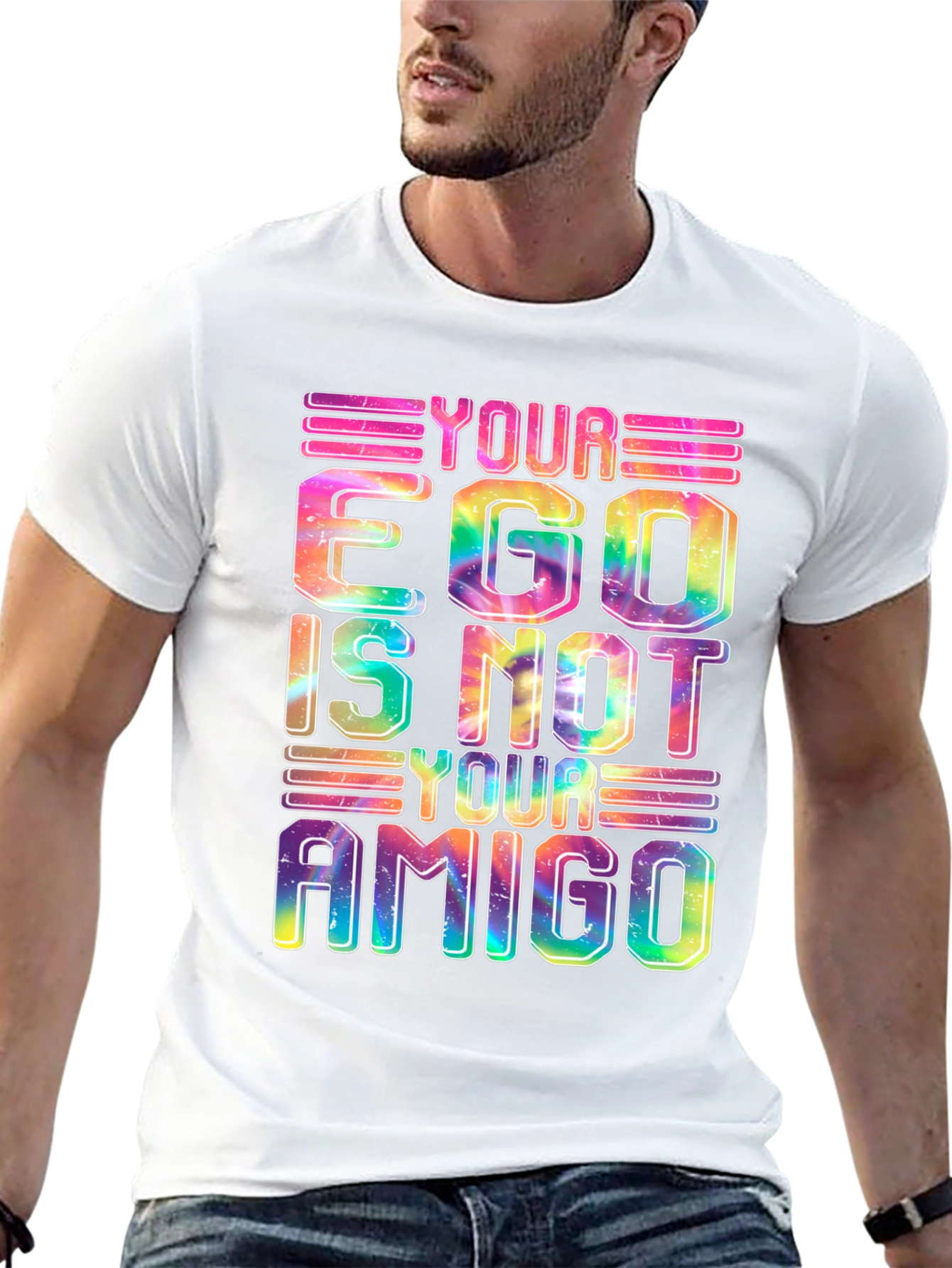 Black Colorful Ego Graphic Tee - Your Ego Is Not Your Amigo view 13