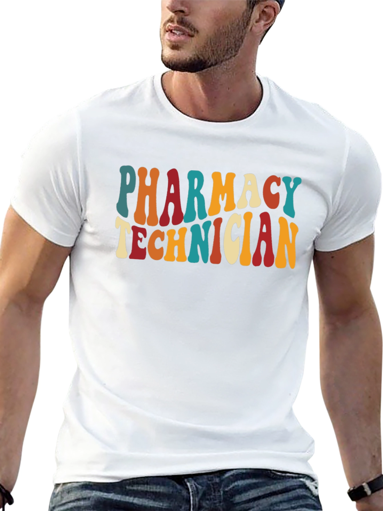 Black Pharmacy Technician Retro T-Shirt view 13
