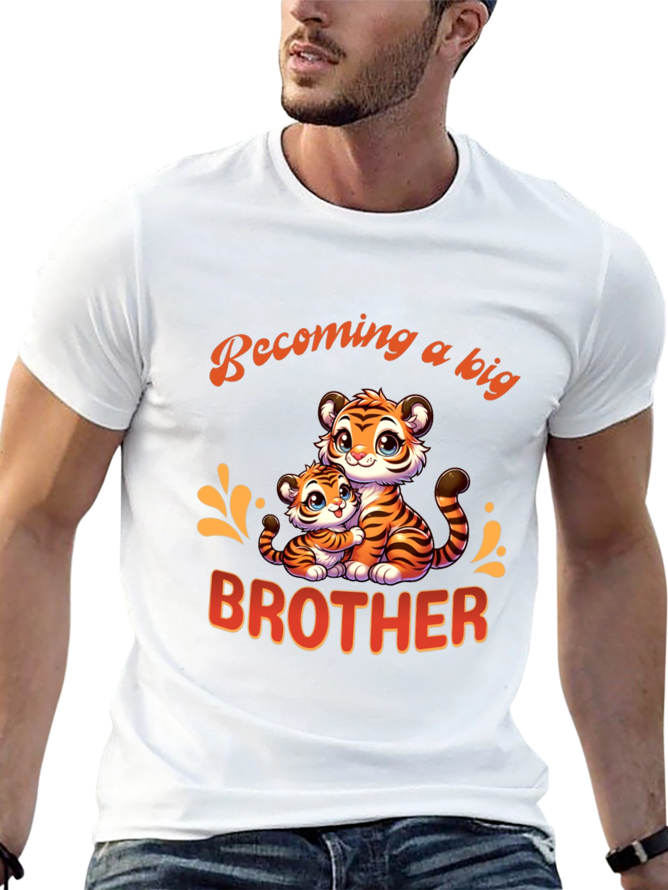 Black Becoming a Big Brother Tiger Graphic T-Shirt view 13