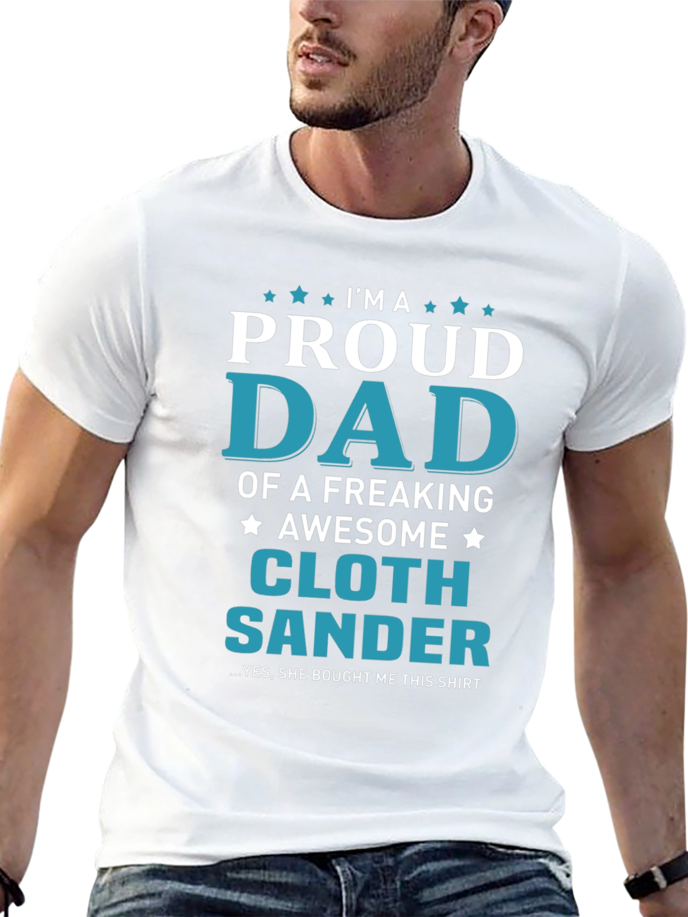 Black Proud Dad of a Cloth Sander T-Shirt view 13