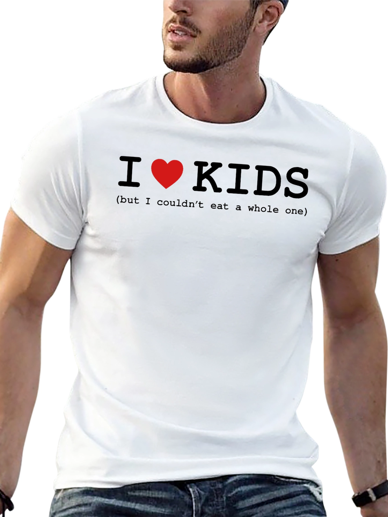 Black I Heart Kids Humor T-Shirt - Graphic Tee view 13