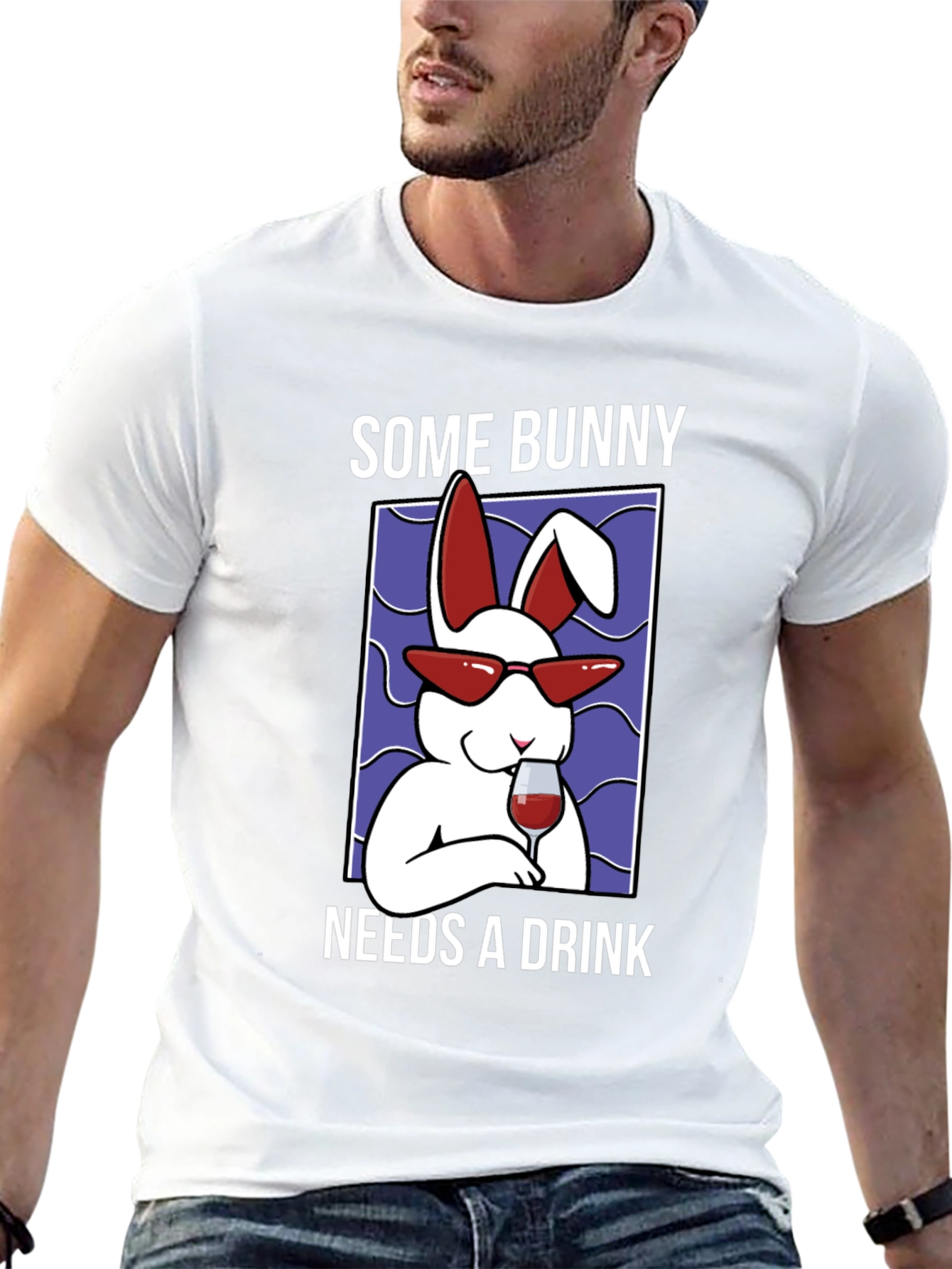 Black Some Bunny Needs a Drink Graphic T-Shirt view 13