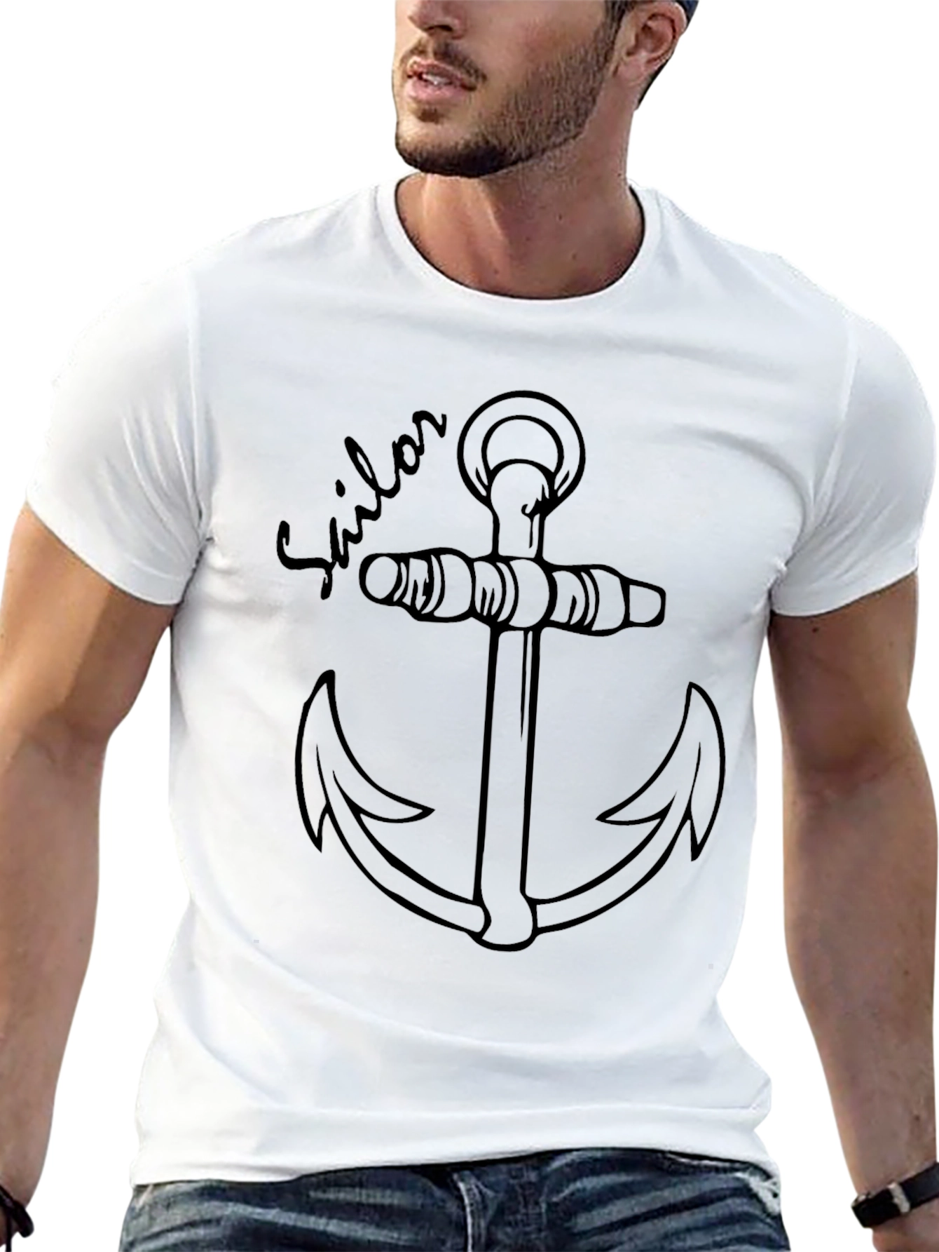 Black Sailor Anchor Graphic Tee view 13