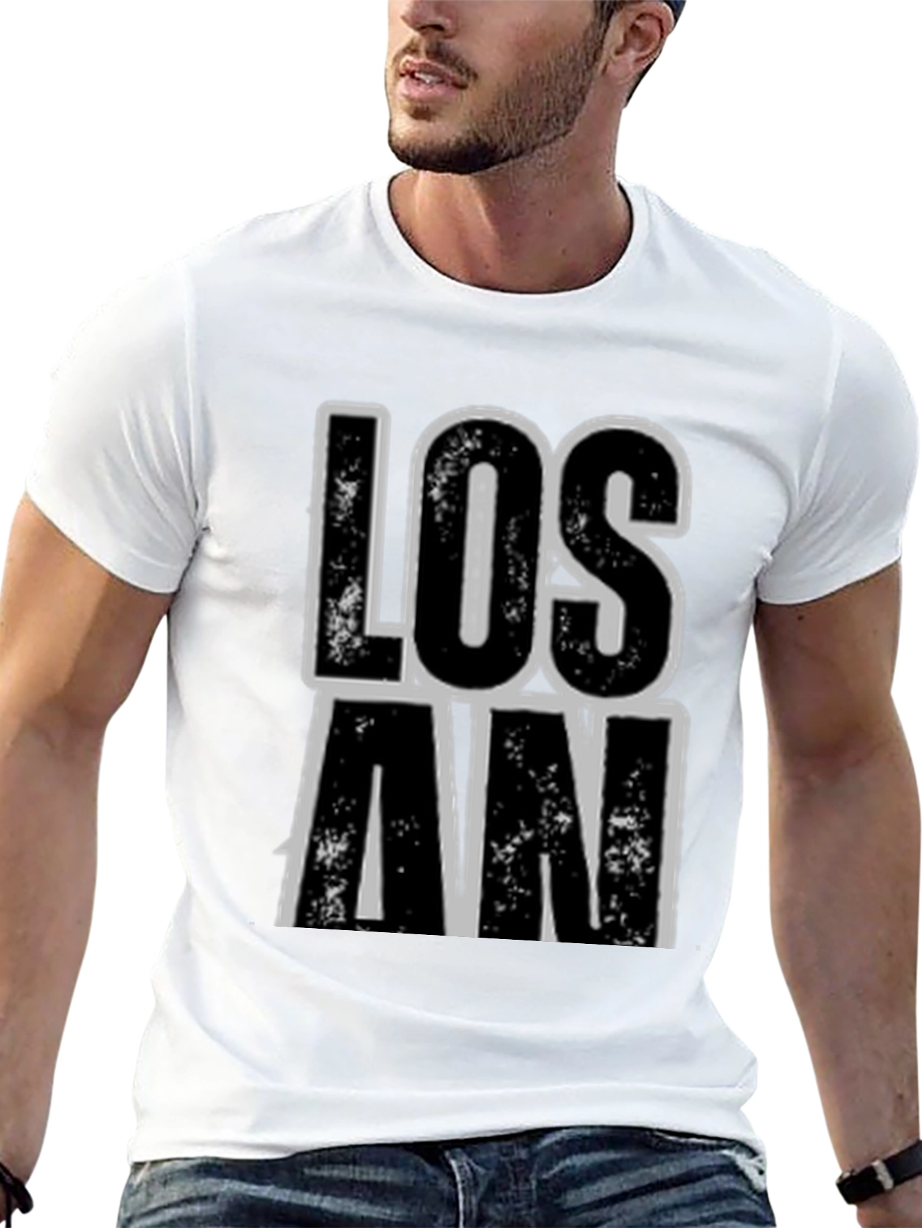 Black "Los An" Graphic Print Black T-Shirt view 13