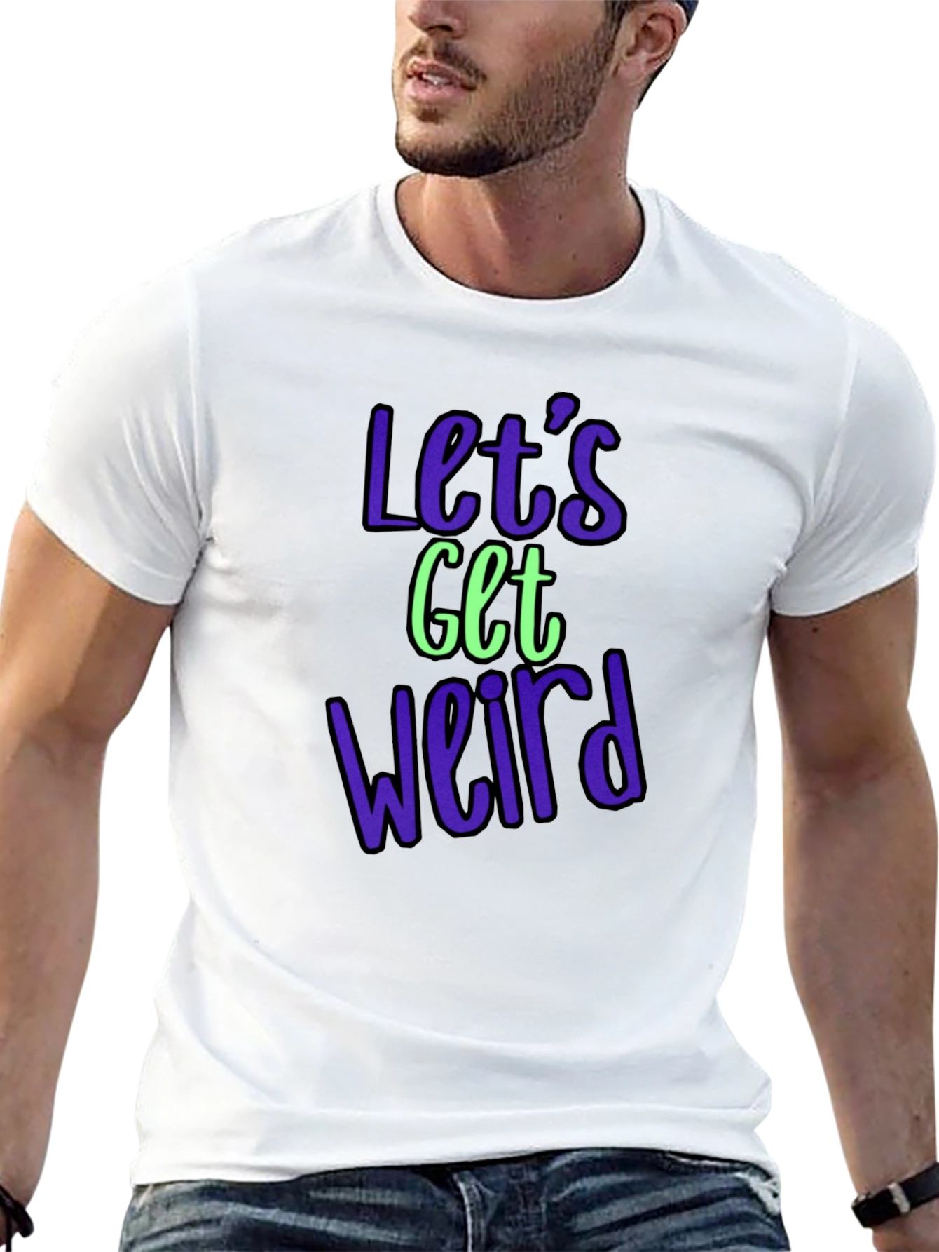 Black Let's Get Weird Graphic Tee - Trendy Casual Shirt view 13