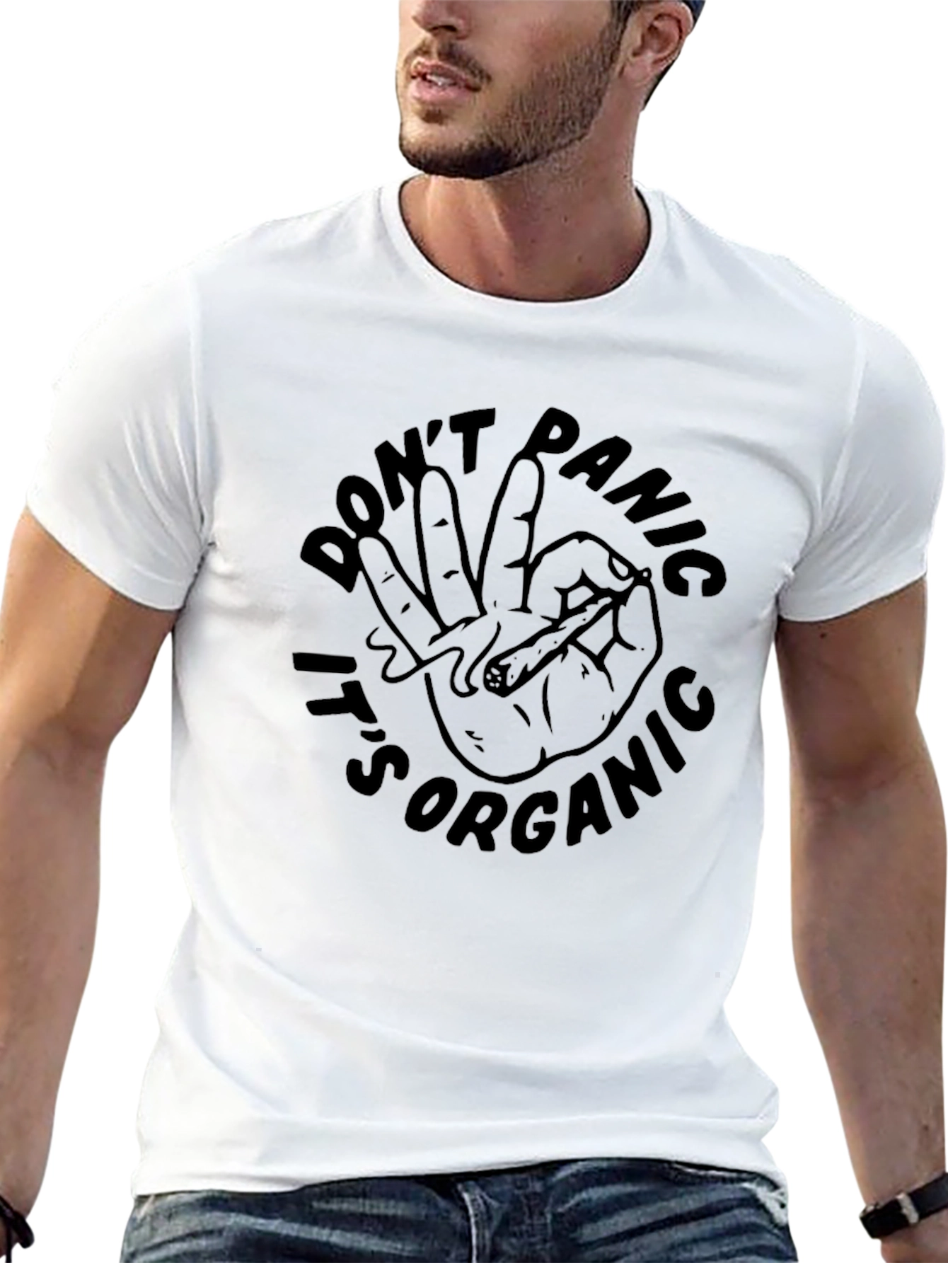 Black Don't Panic It's Organic Tee view 13