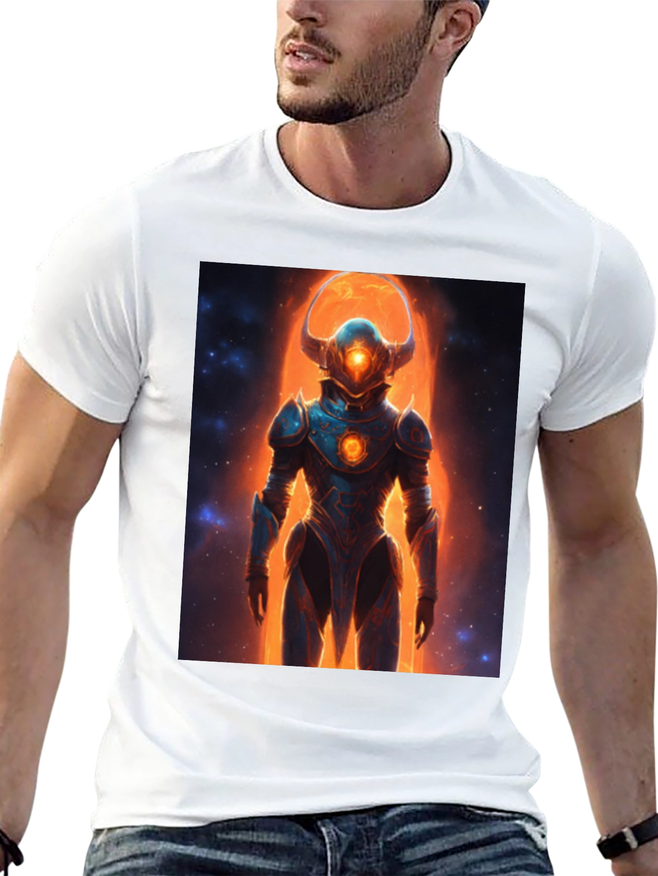 Black Sci-Fi Warrior Graphic Tee - Men's Black T-Shirt view 13