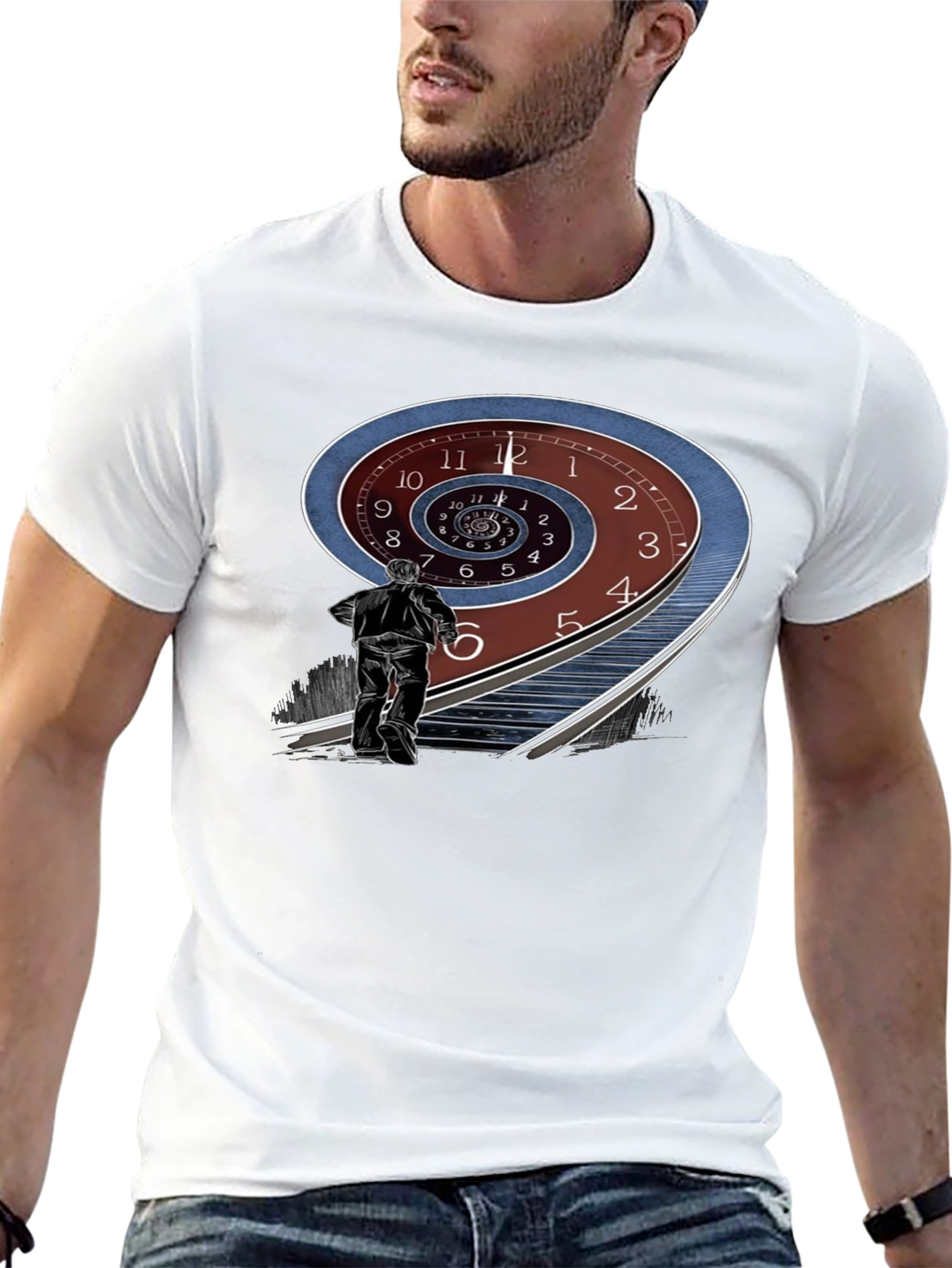 Black Time Spiral Graphic Tee - Black Cotton Blend view 13