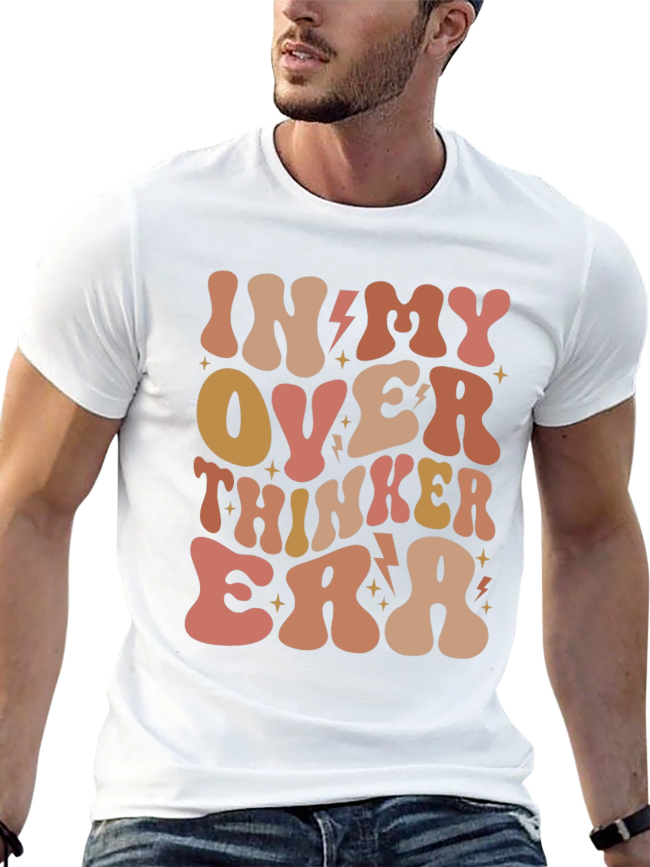 Black Over Thinker Era Tee - Trendy Retro Style view 13