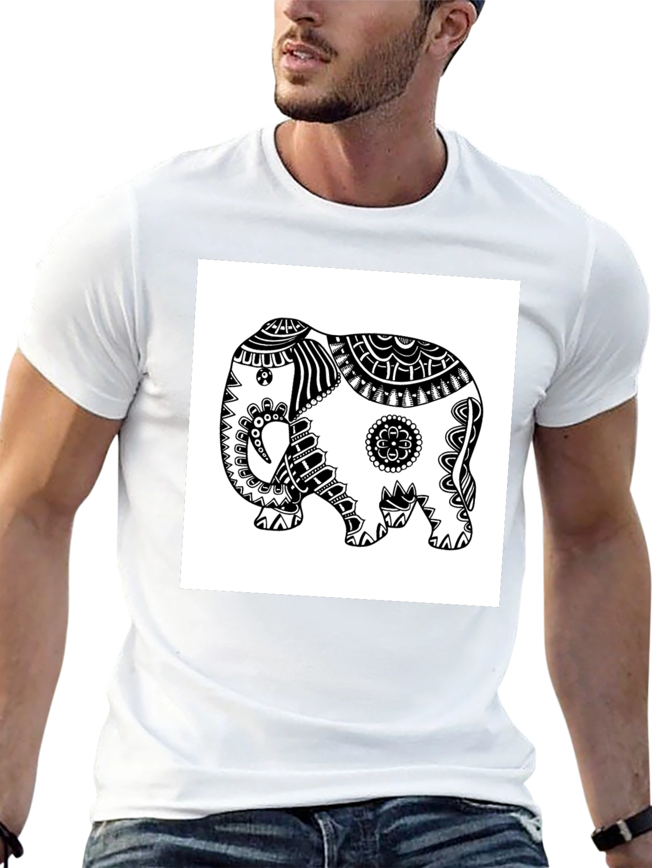 Black Elephant Graphic Tee - Black Casual T-Shirt view 13