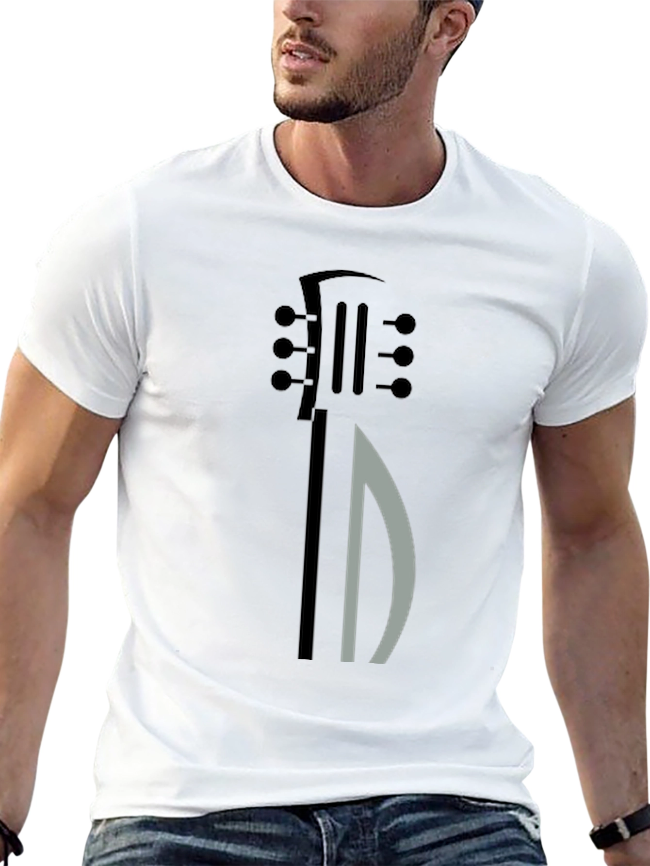 Black Guitar Graphic Tee - Modern Musical Shirt view 13
