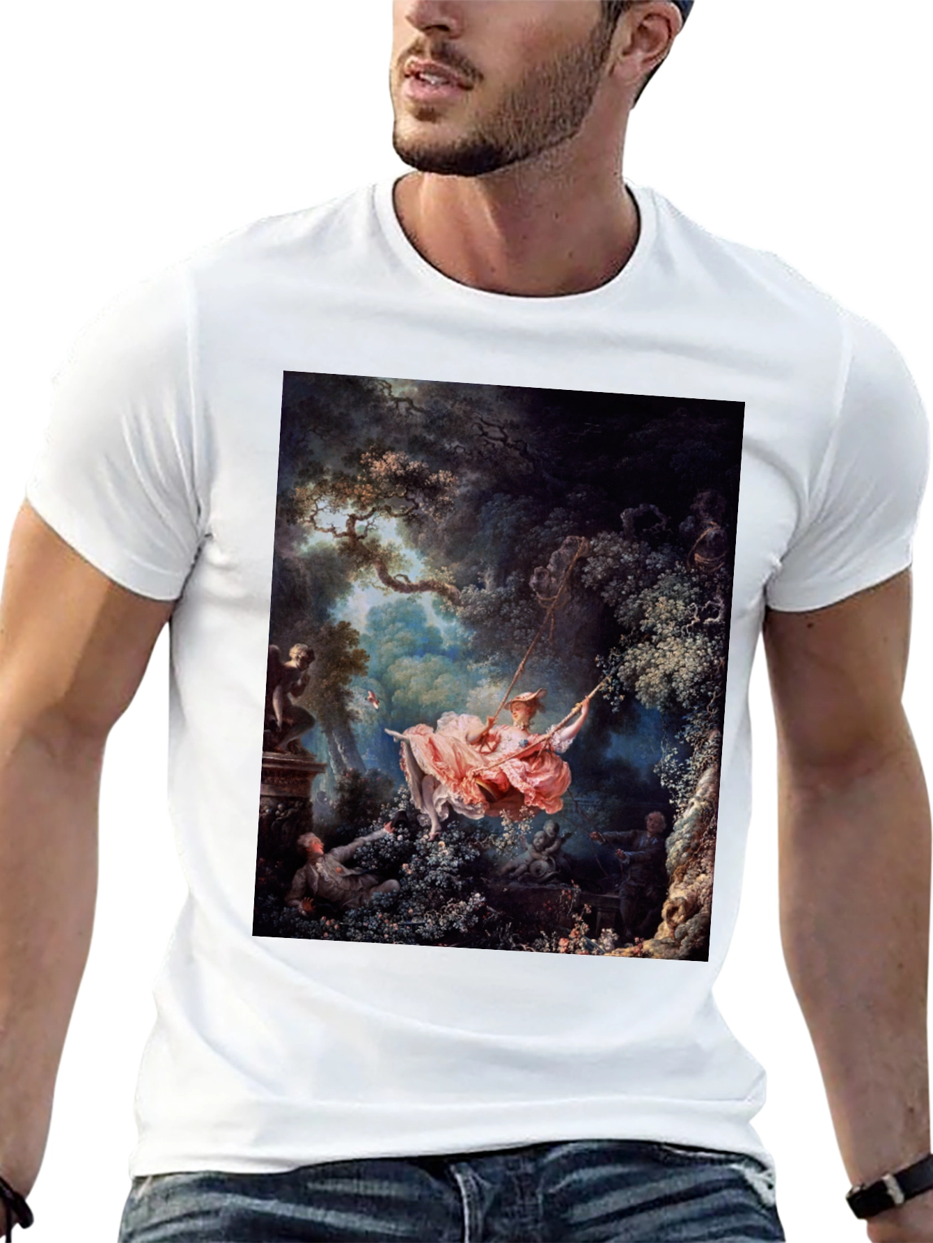 The Swing Painting T-Shirt - Artistic Rococo Style - 13