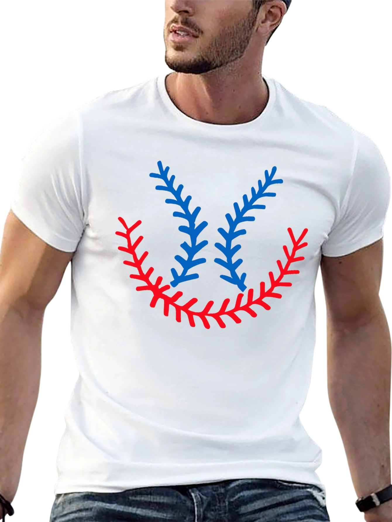 Black Baseball Stitching Graphic T-Shirt view 13