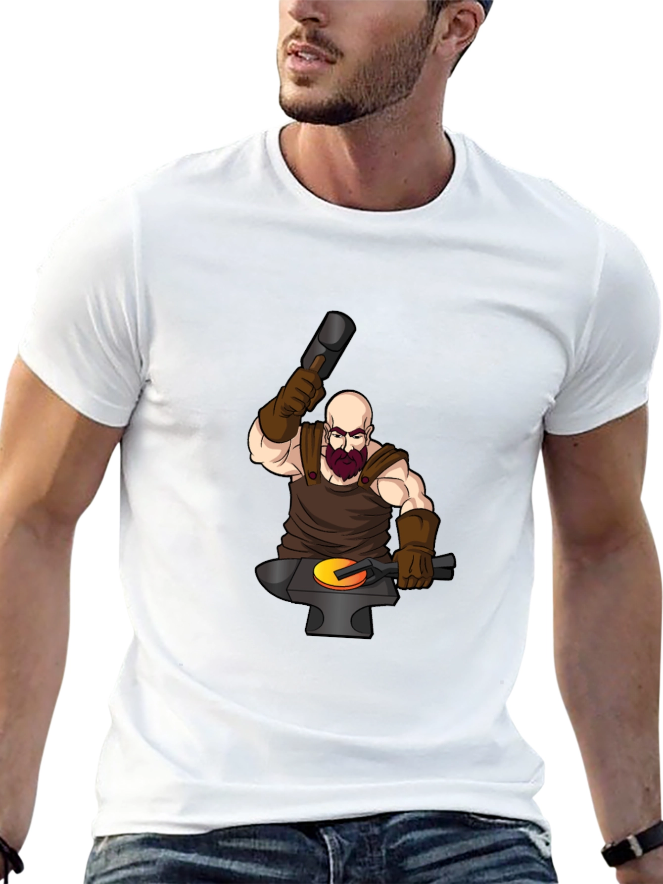 Black Blacksmith Cartoon Graphic Tee view 13