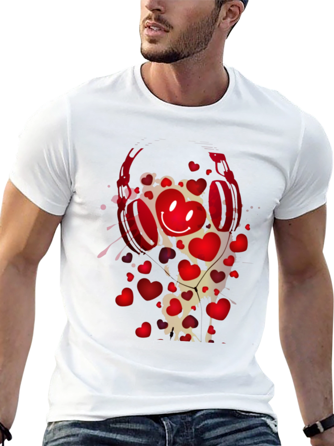 Black Heart Headphones Graphic Tee view 13