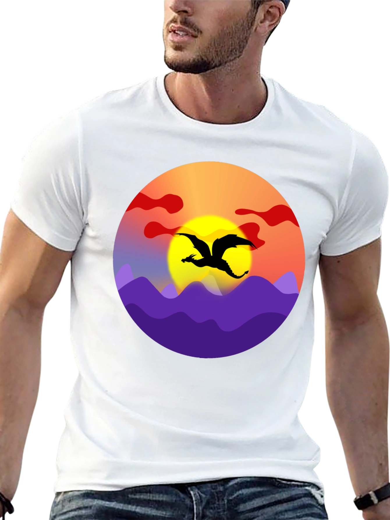 Black Dragon Sunset Graphic Tee - Black Cotton Blend view 13