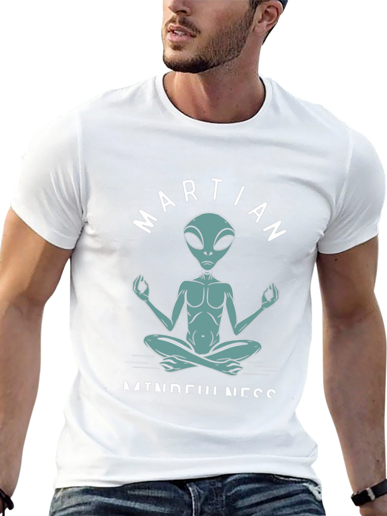 Black Martian Mindfulness Meditation T-Shirt view 13