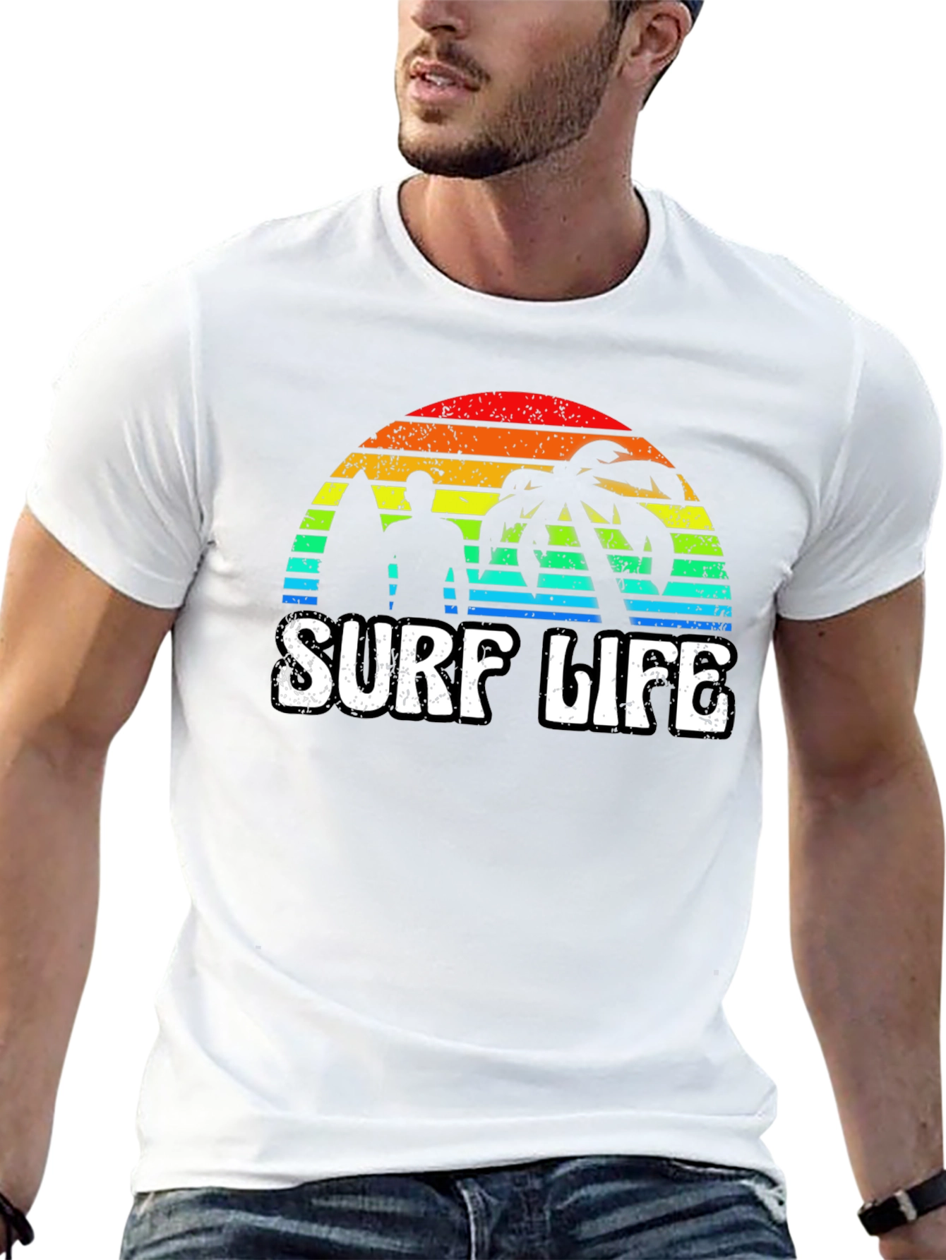 Black Surf Life Graphic Tee - Retro Sunset view 13