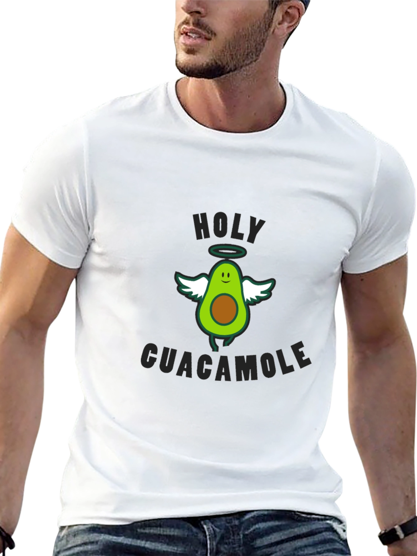Black Holy Guacamole Graphic T-Shirt - Funny Avocado Tee view 13