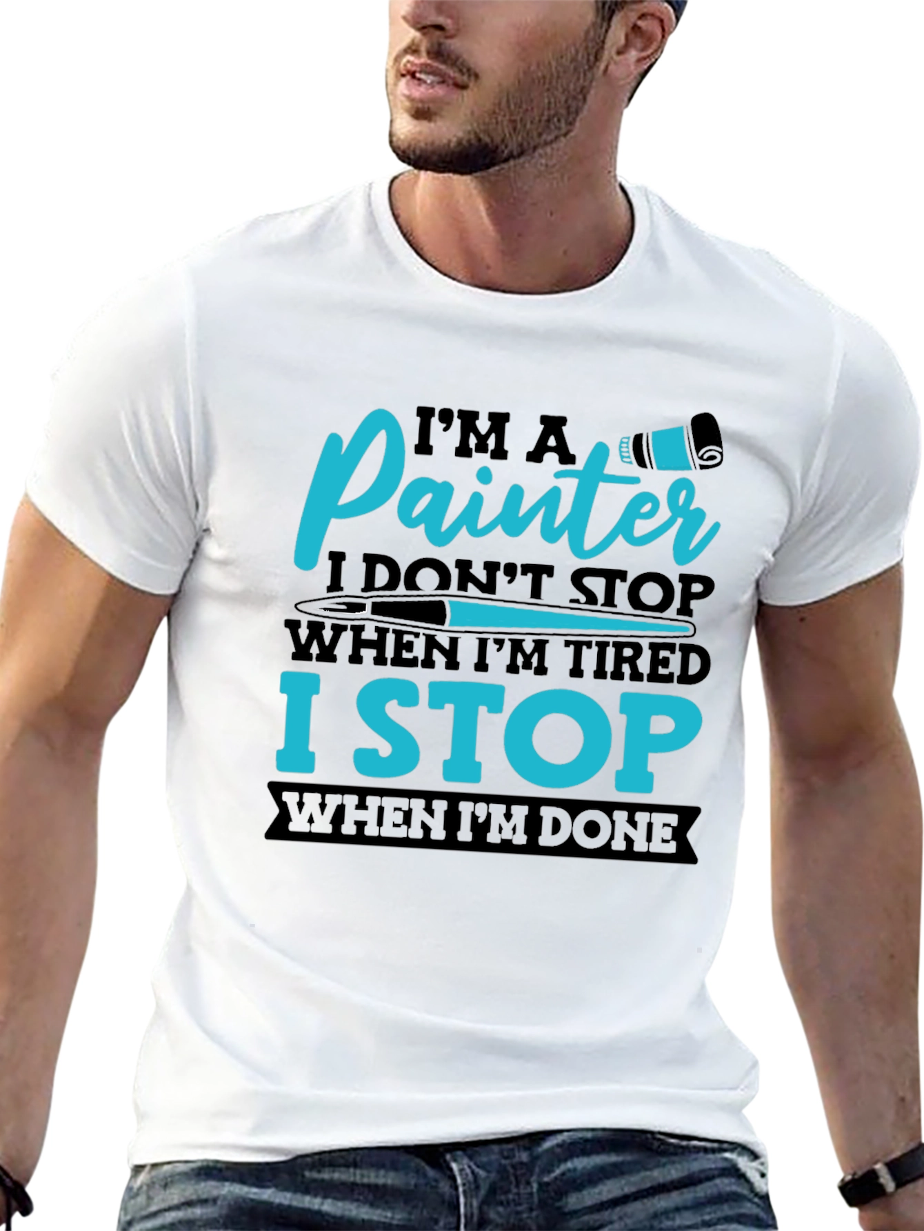 Black Painter's T-Shirt: I Stop When I'm Done view 13