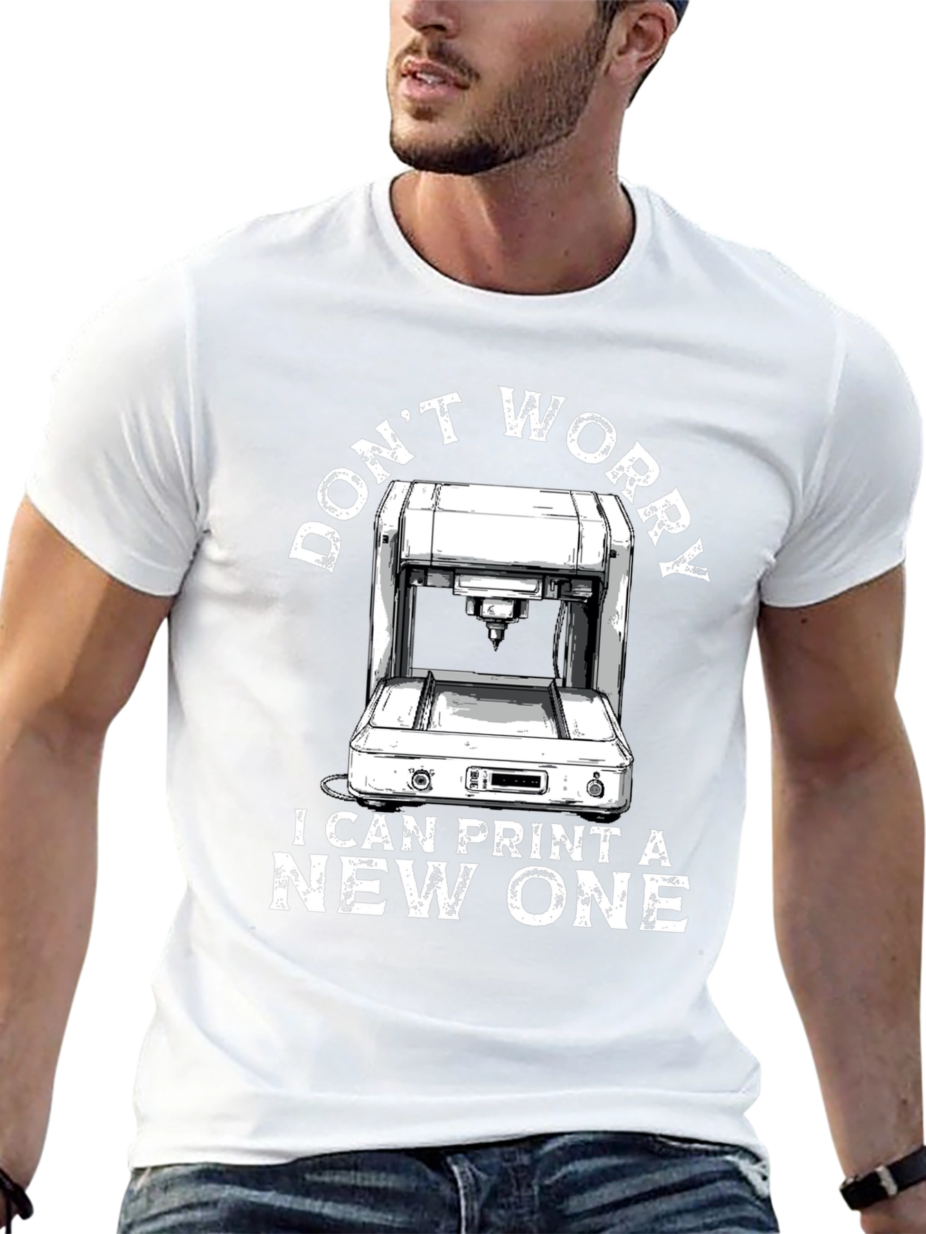 Black 3D Printer T-Shirt - Don't Worry I Can Print A New One view 13