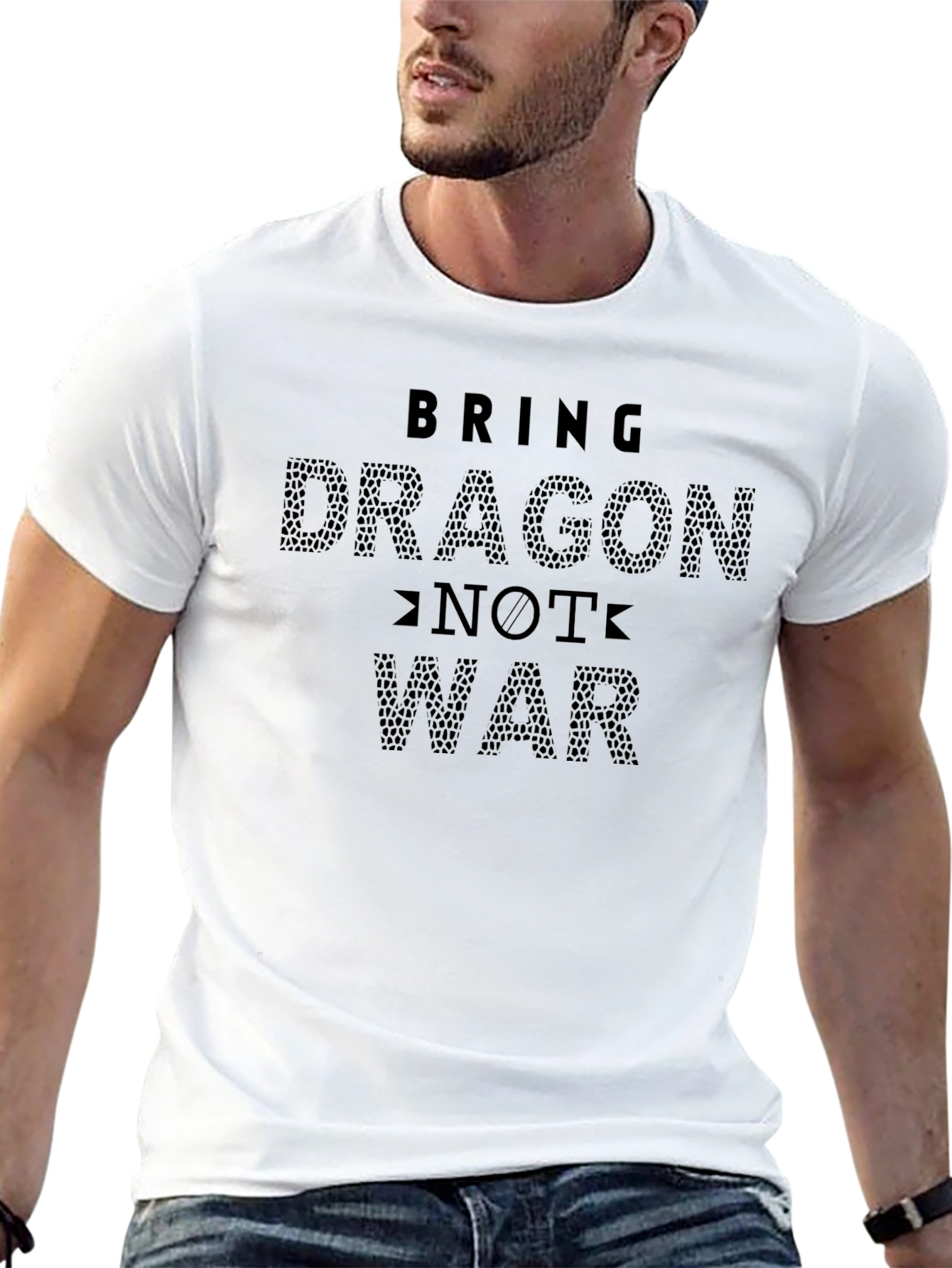 Black Bring Dragon Not War Black Graphic T-Shirt view 13