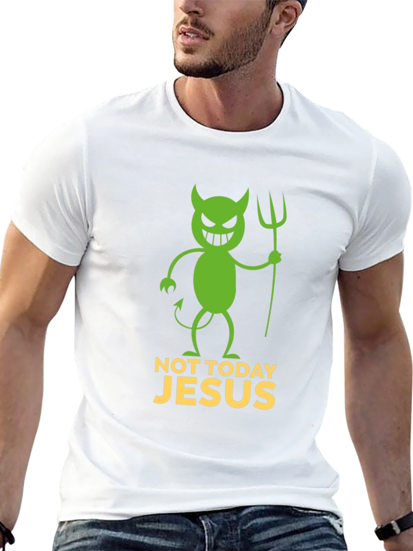 Black Not Today Jesus Funny Graphic T-Shirt view 13
