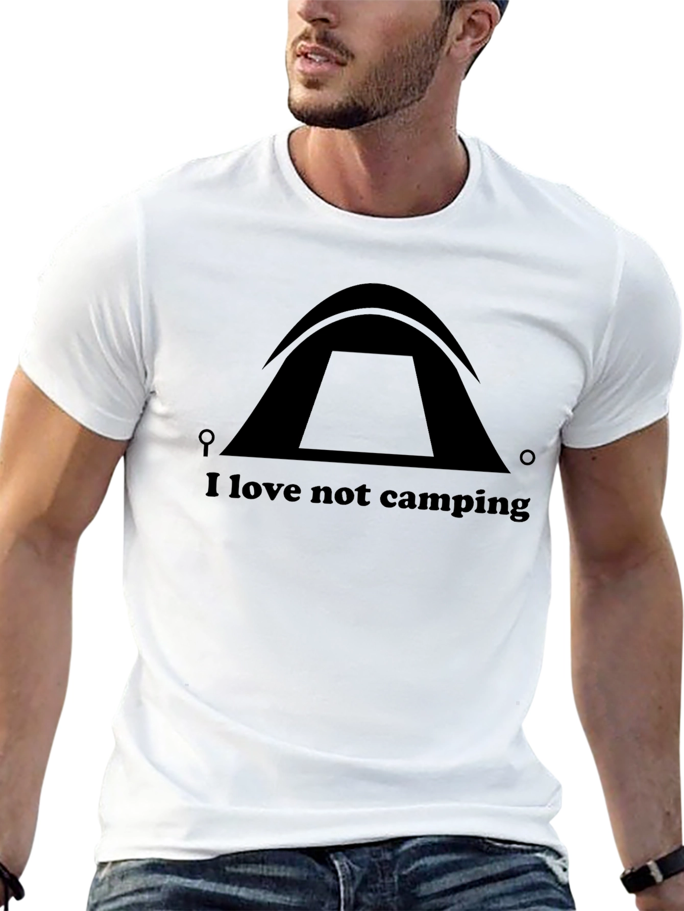 Black I Love Not Camping T-Shirt - Funny Outdoor Graphic Tee view 13