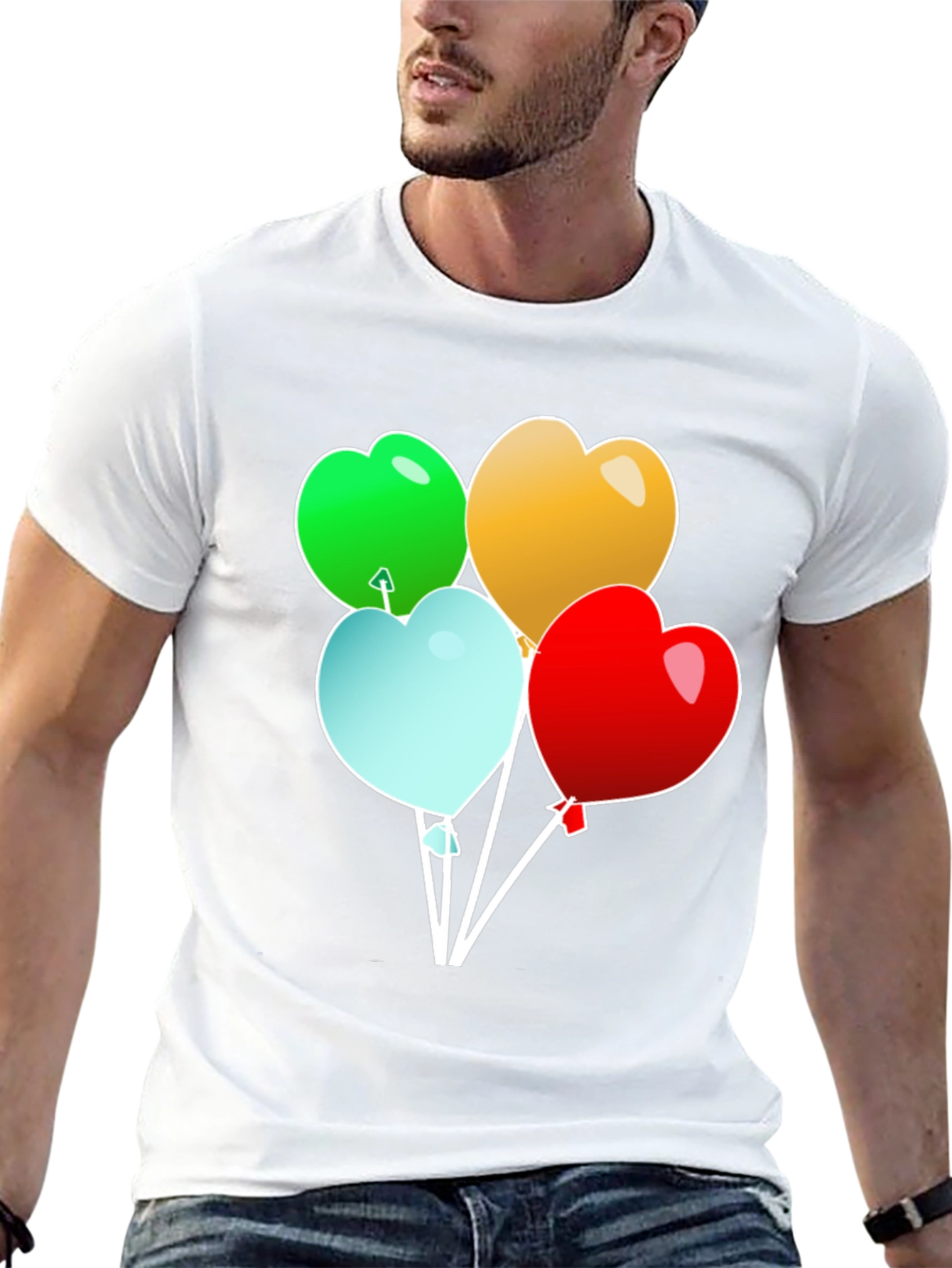 Black Heart Balloons Graphic T-Shirt - Stylish Men's Tee view 13
