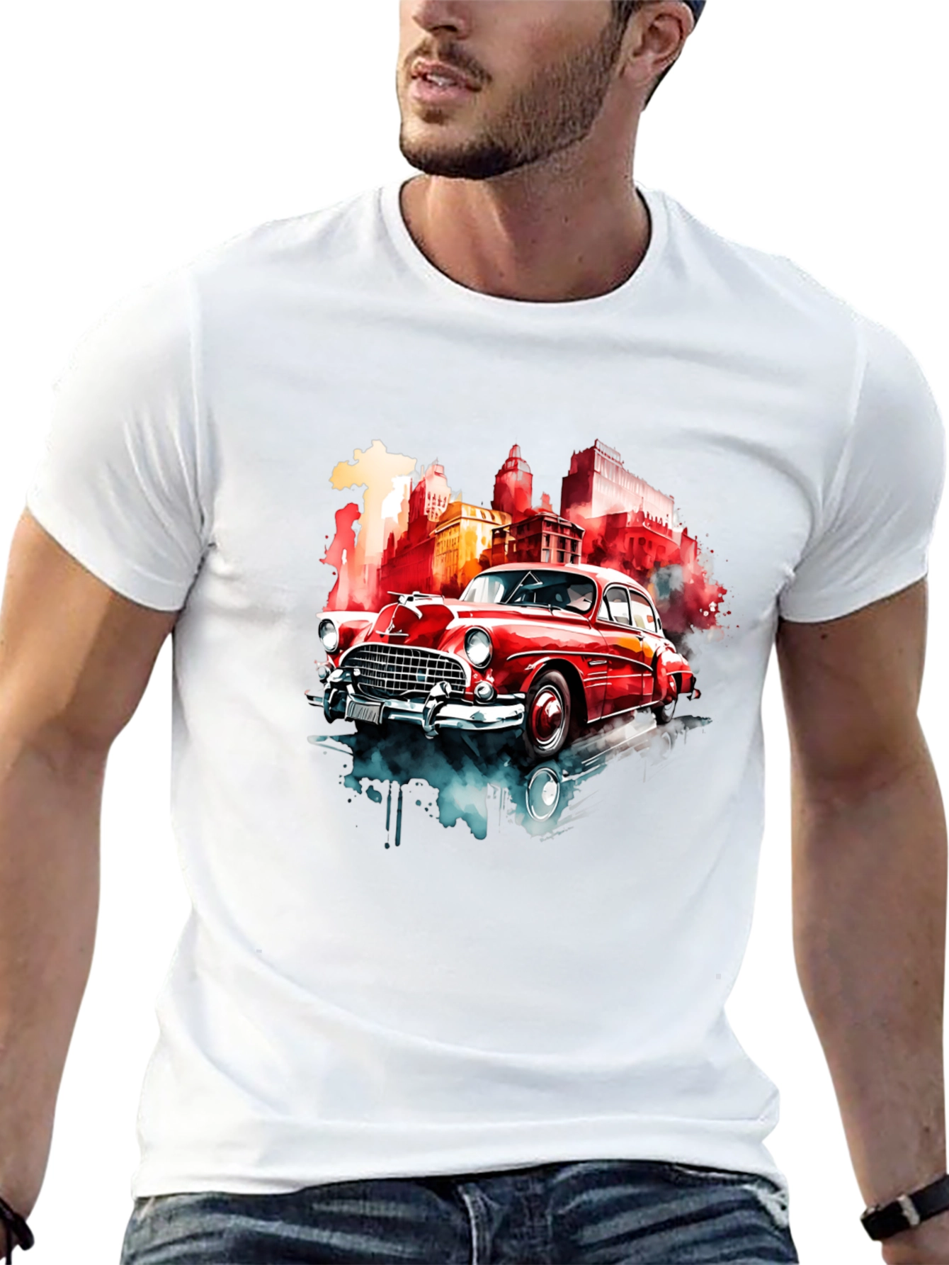 Black Classic Car Graphic Tee - Retro Style view 13