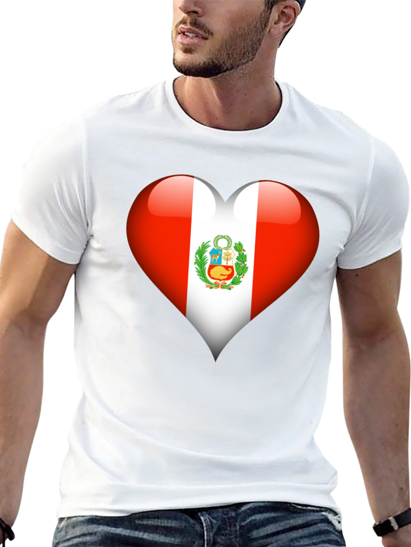 Black Peru Flag Heart T-Shirt - Show Your Pride view 13