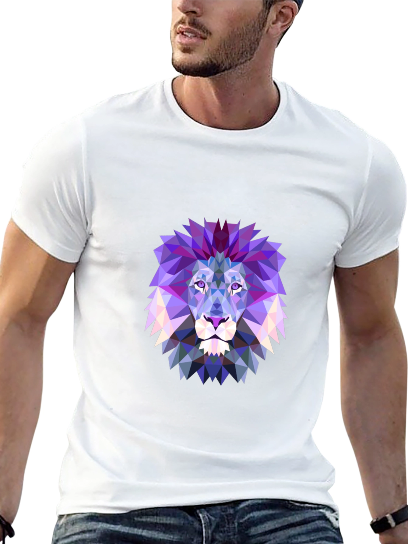 Black Geometric Lion Graphic T-Shirt view 13