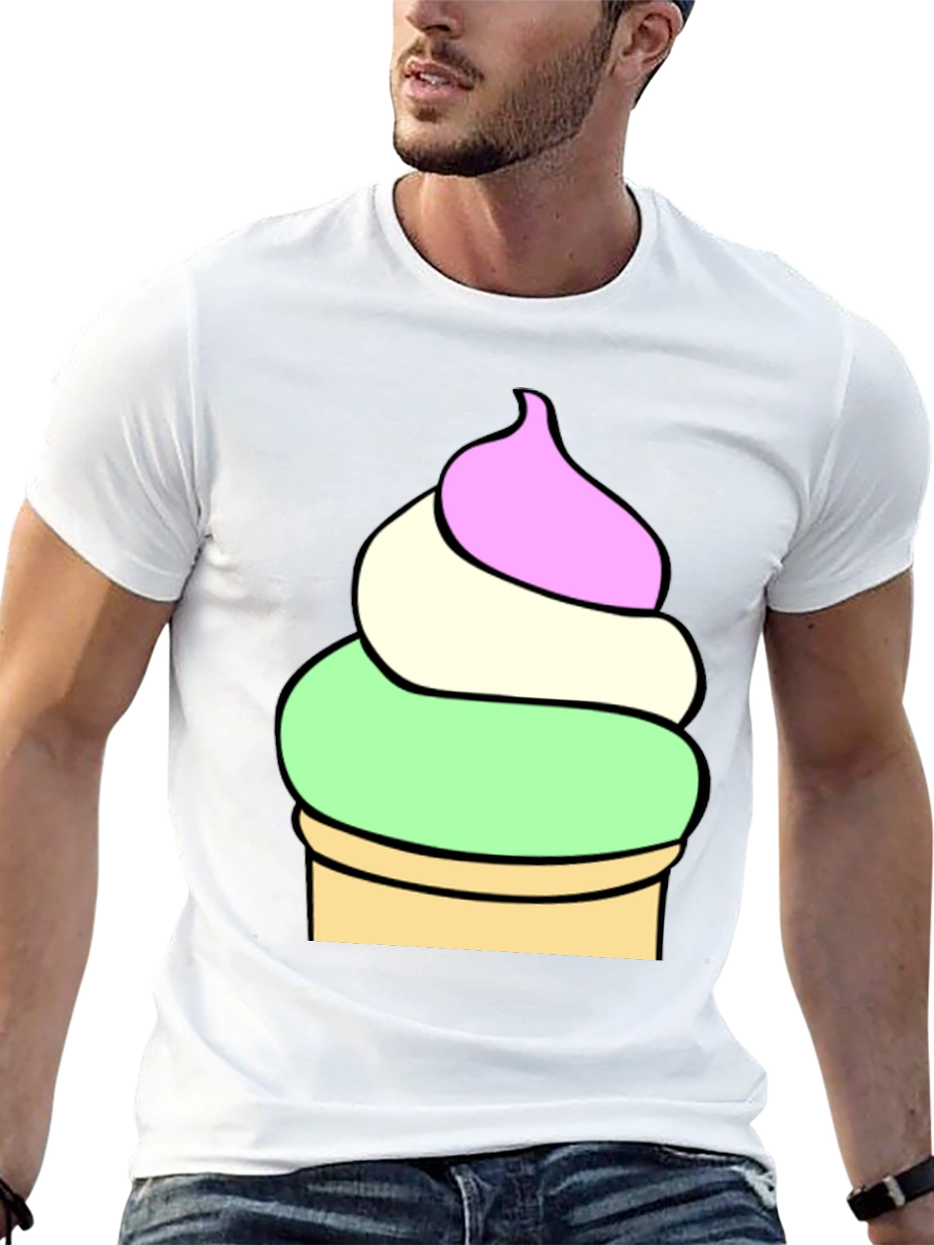 Black Ice Cream Cone Graphic Tee - Soft Cotton Blend view 13