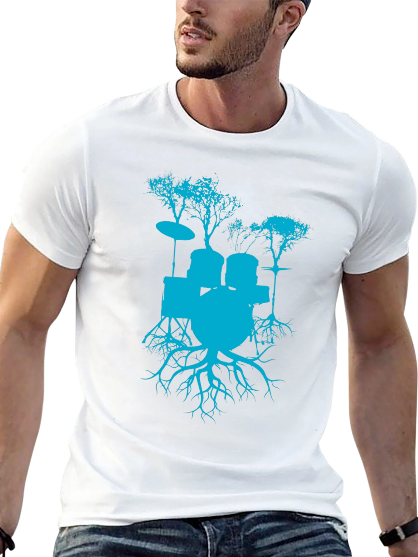Black Drum Kit Tree Roots Graphic T-Shirt - Black view 13