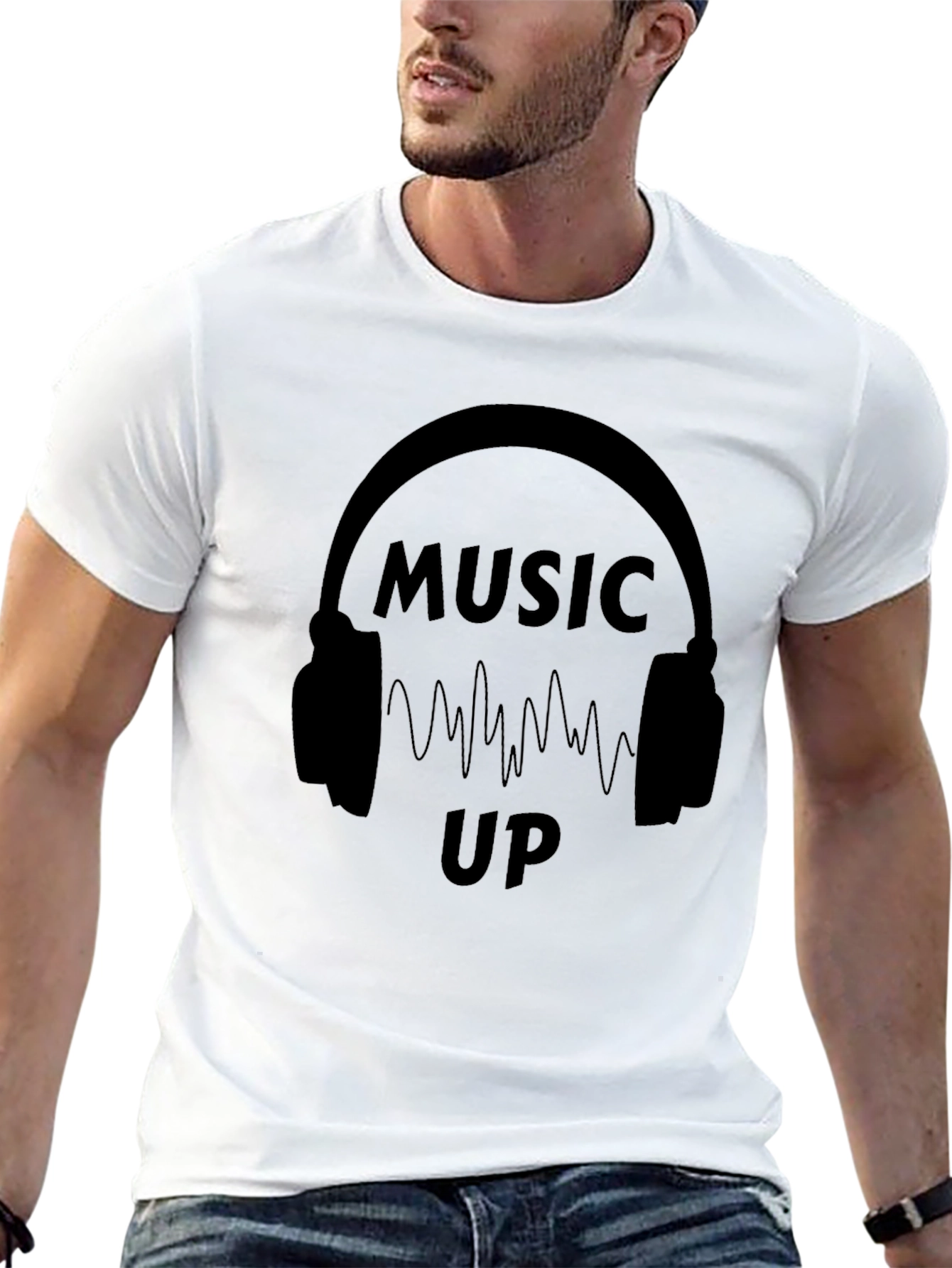 Black Music Up Black Graphic T-Shirt view 13