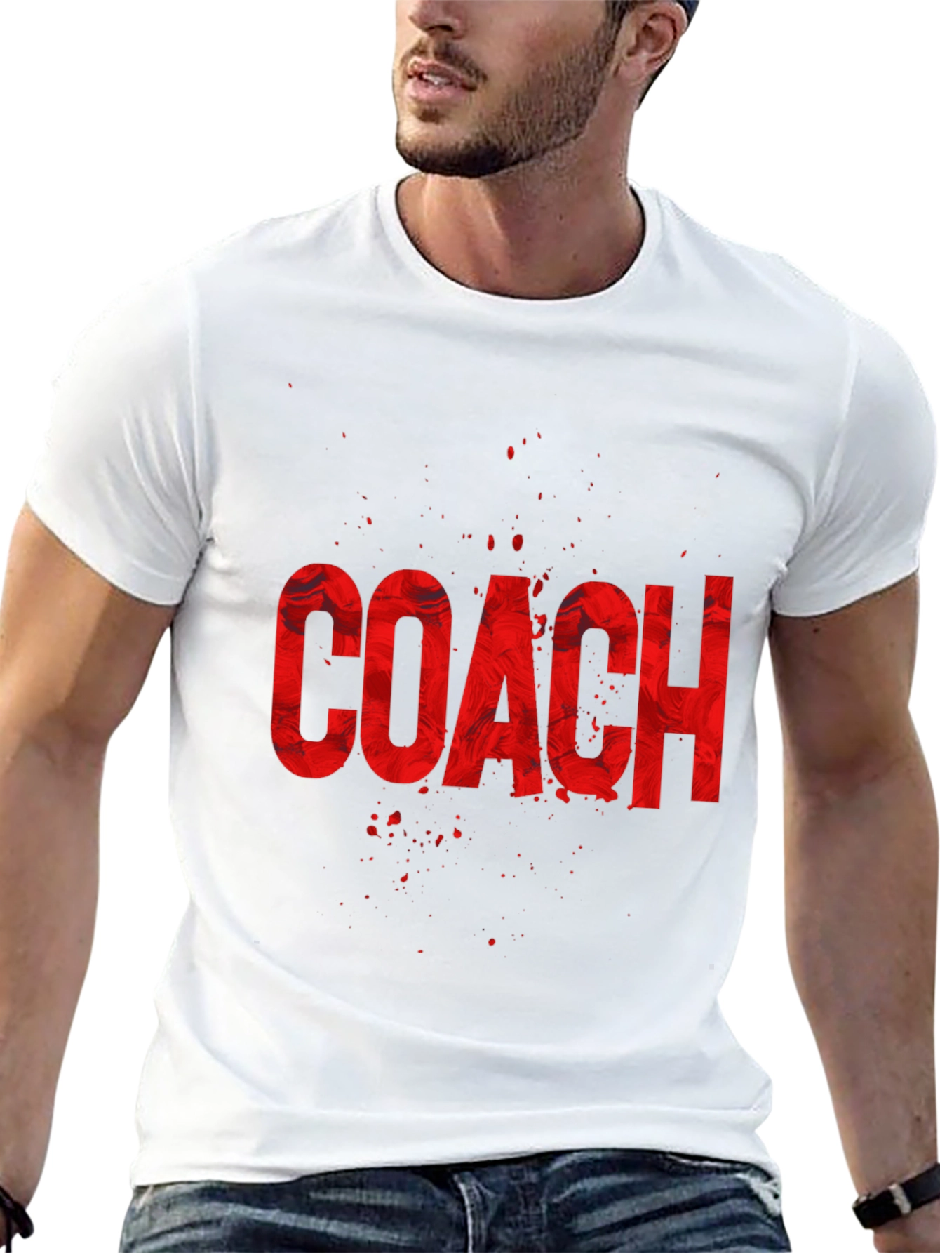 Coach Graphic T-Shirt - Red Text on Black Tee - 13